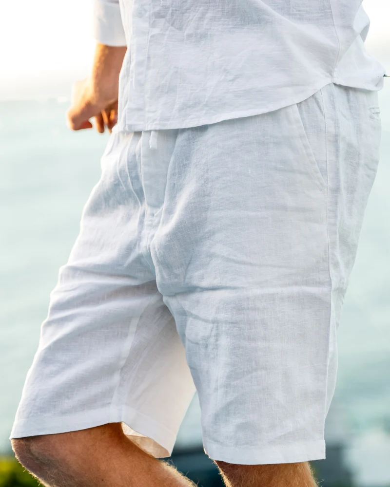 Waylon | Lightweight Herren Sommer Leinen-Shorts mit Kordelzug - Image 9