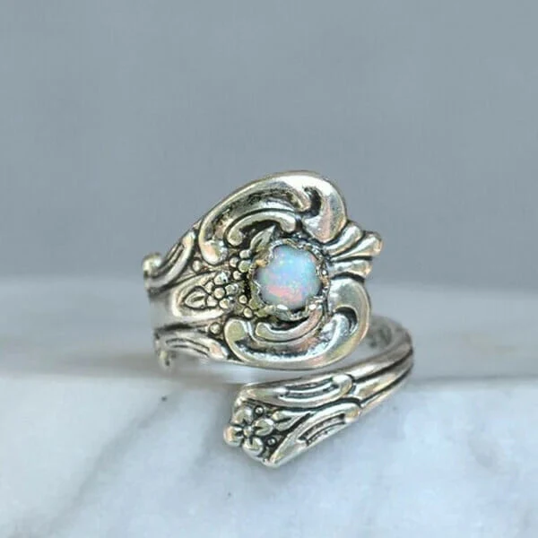 Weißer Opal Löffel Verstellbarer Ring - Image 2