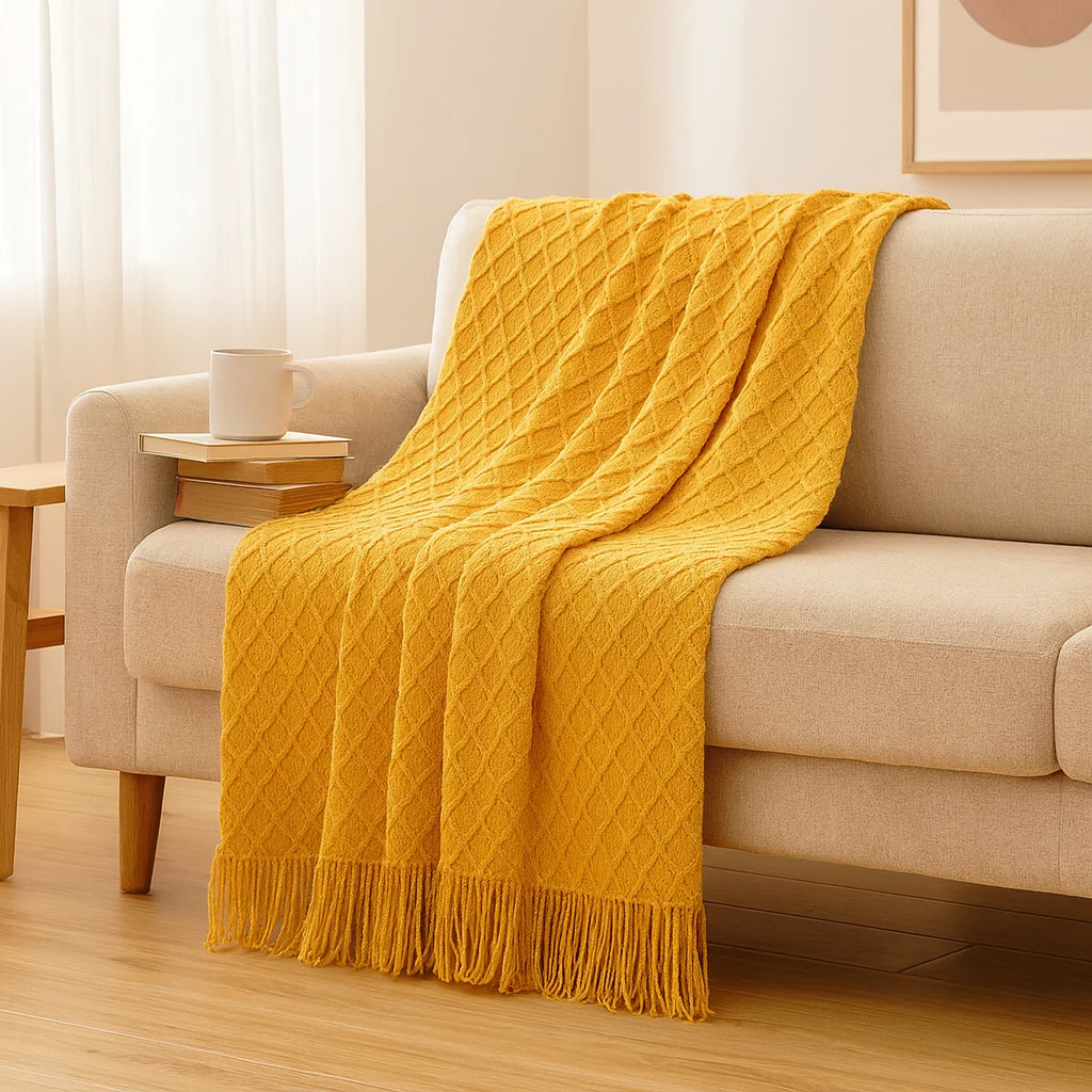 Weiche, gemütliche Überwurfdecke im Vintage-Stil mit geometrischem Muster für Couch und Bett - Image 3