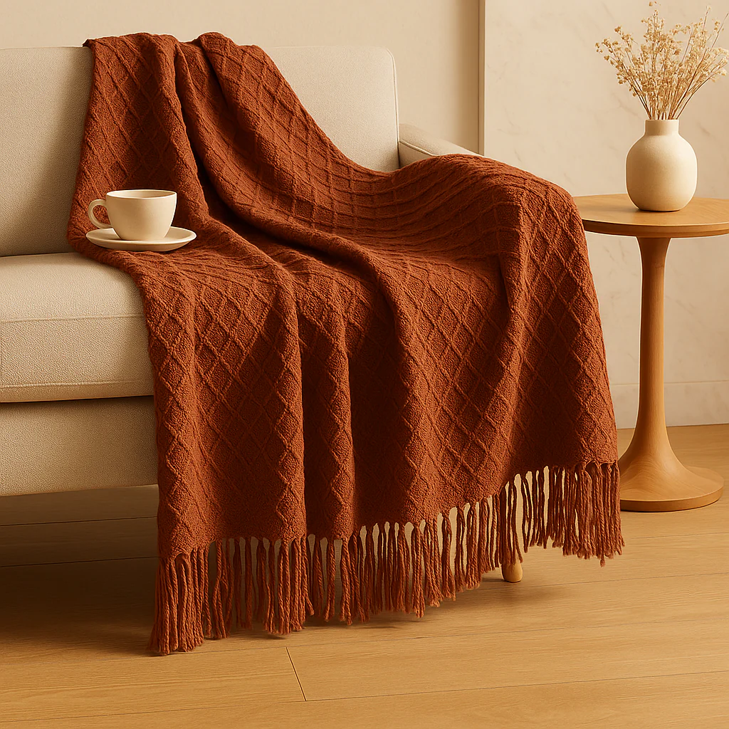 Weiche, gemütliche Überwurfdecke im Vintage-Stil mit geometrischem Muster für Couch und Bett - Image 4