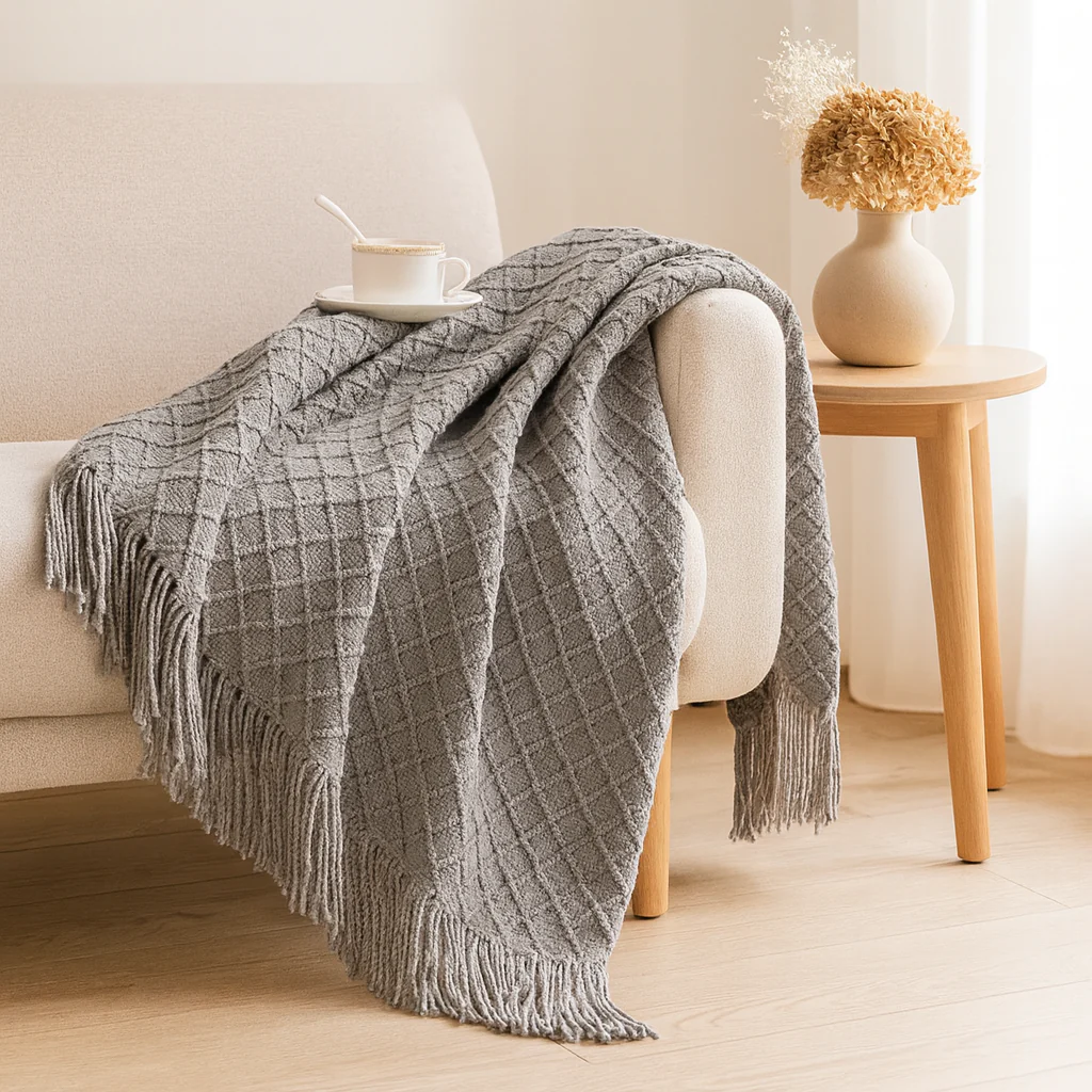 Weiche, gemütliche Überwurfdecke im Vintage-Stil mit geometrischem Muster für Couch und Bett - Image 6