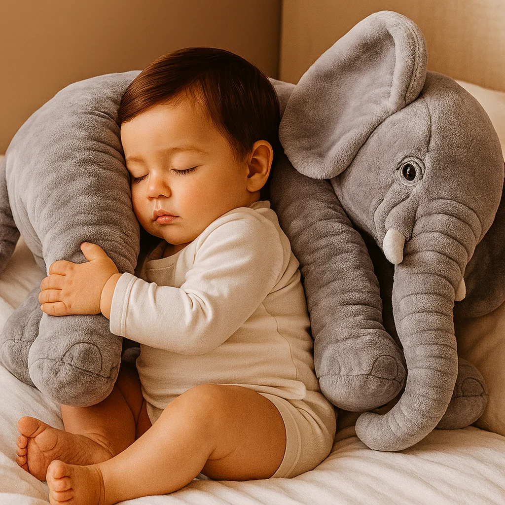 Weiches Babyelefanten-Plüschtier – Kuschelkissen zum Wohlfühlen, für Nickerchen und frühes Lernen - Image 3