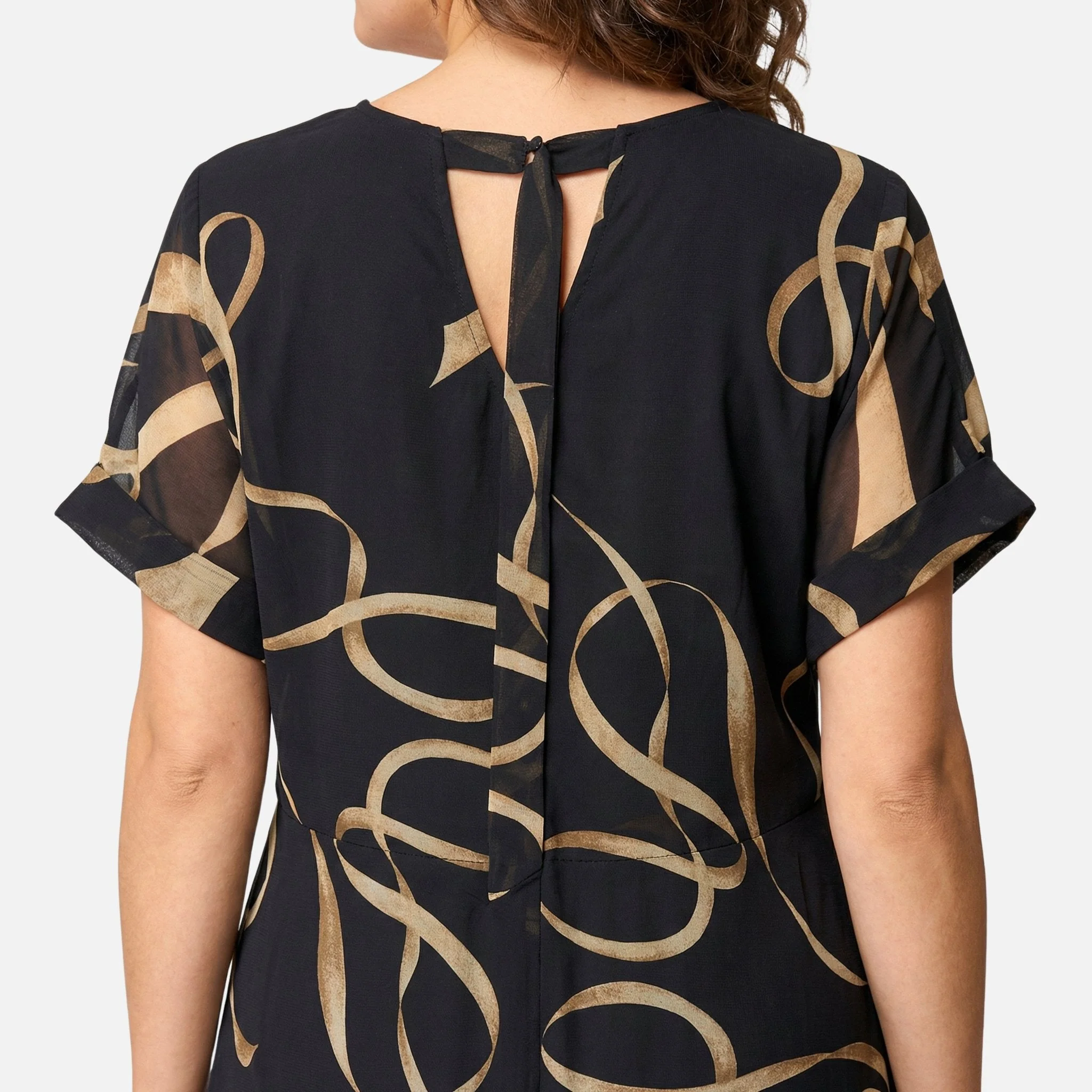 Ursula | Damen Weit Geschnittenes Chiffon Midikleid V-Ausschnitt – Chiffon Midi - Image 5
