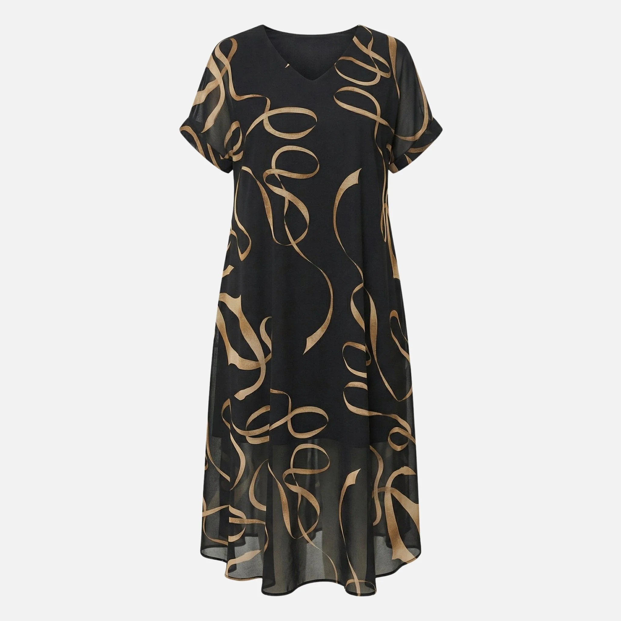 Ursula | Damen Weit Geschnittenes Chiffon Midikleid V-Ausschnitt – Chiffon Midi - Image 7
