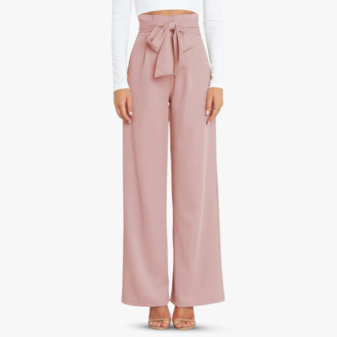 Weite Damen Stoffhose mit Bindegürtel - Image 10