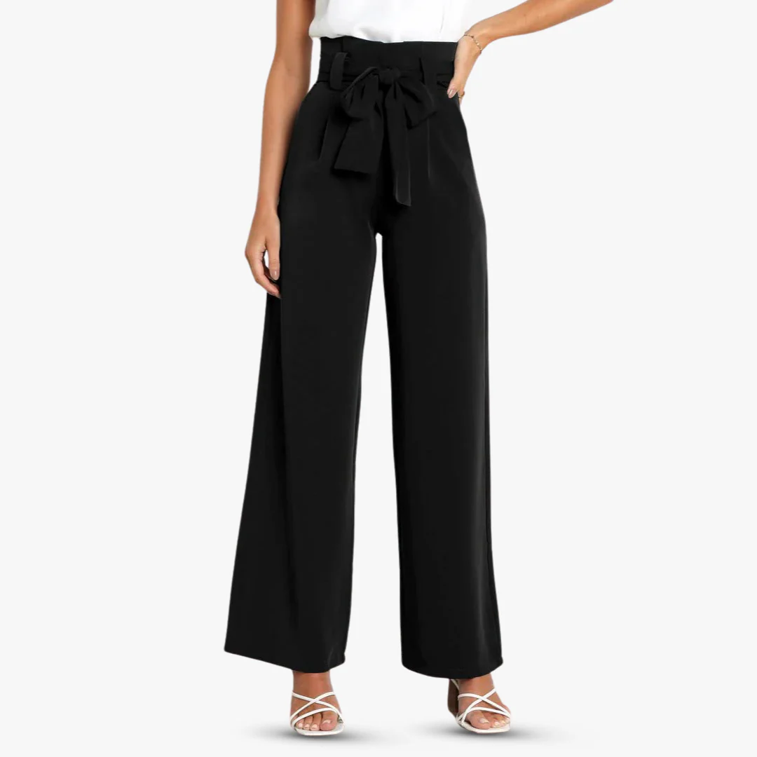 Weite Damen Stoffhose mit Bindegürtel - Image 11