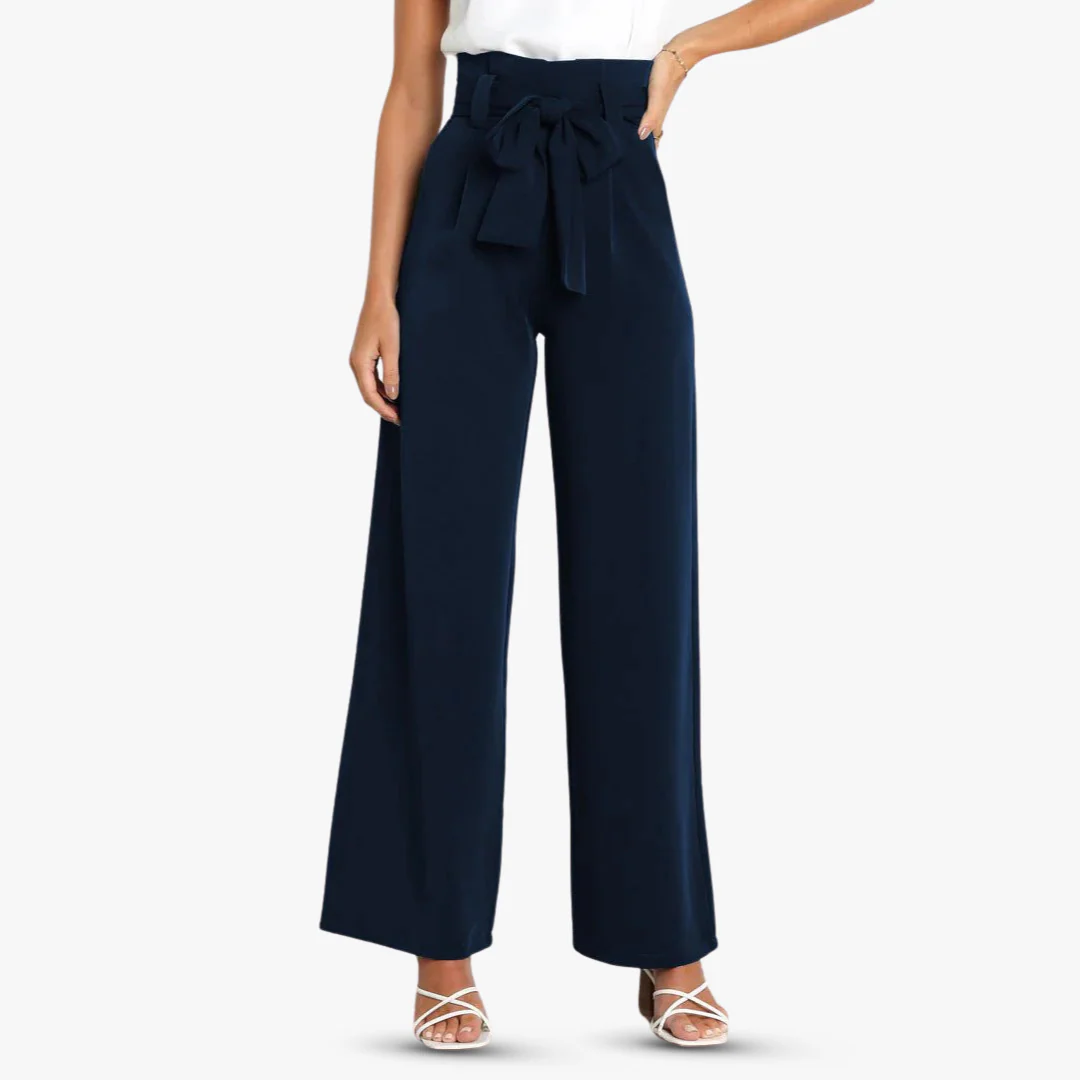 Weite Damen Stoffhose mit Bindegürtel - Image 12