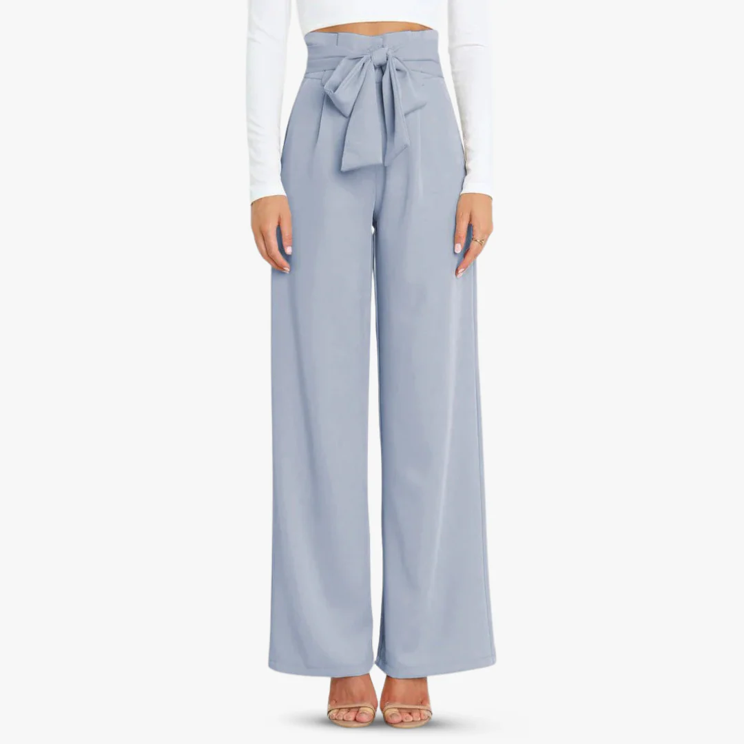 Weite Damen Stoffhose mit Bindegürtel - Image 13