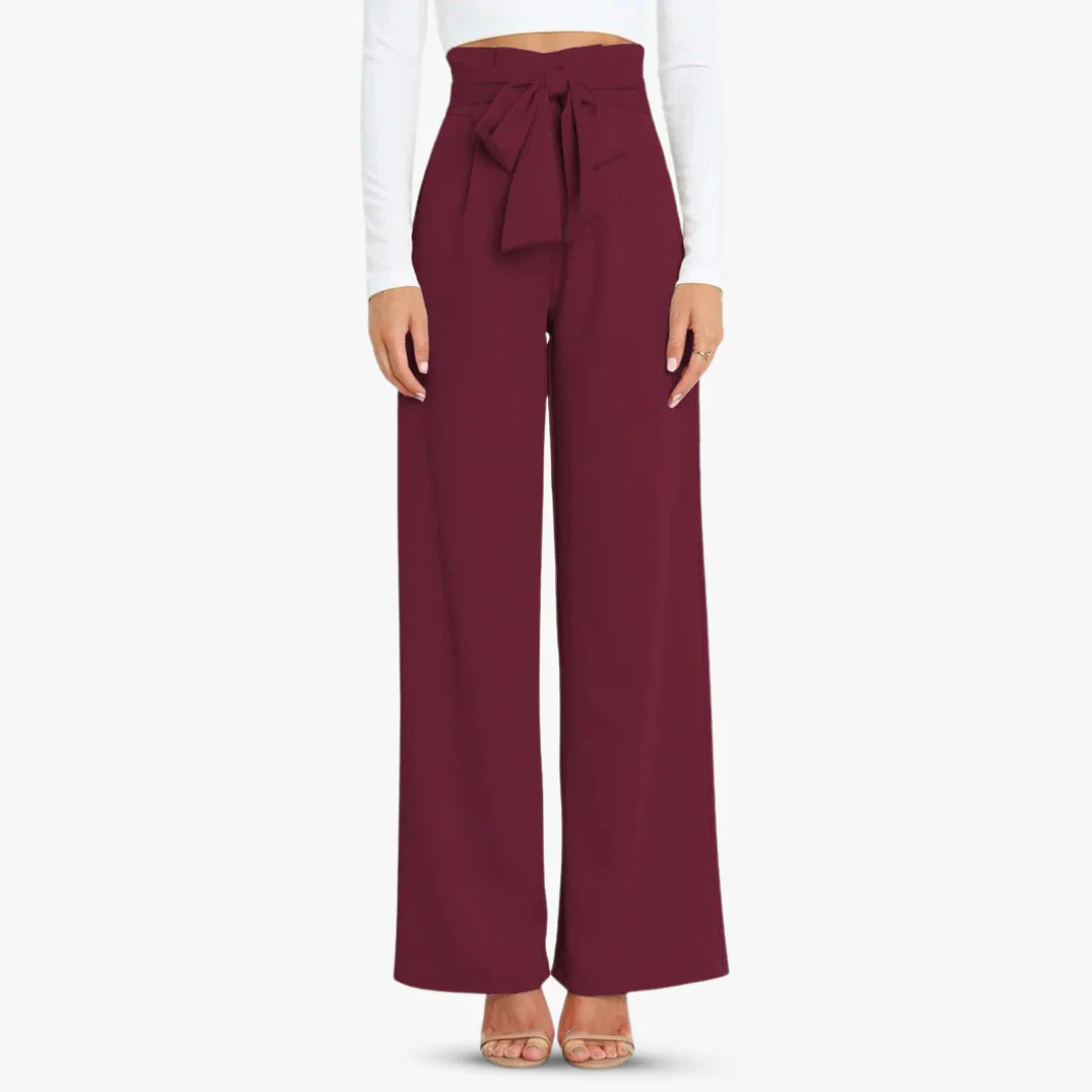 Weite Damen Stoffhose mit Bindegürtel - Image 14
