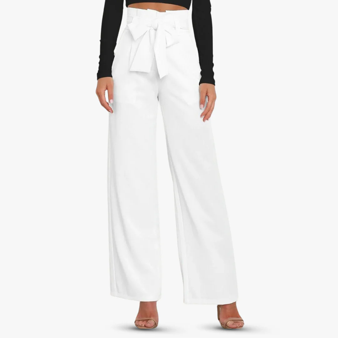 Weite Damen Stoffhose mit Bindegürtel - Image 15