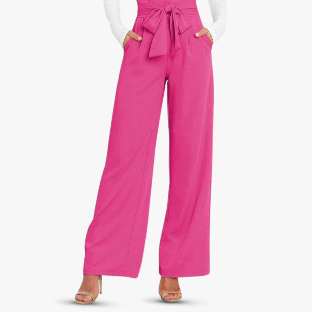Weite Damen Stoffhose mit Bindegürtel - Image 16