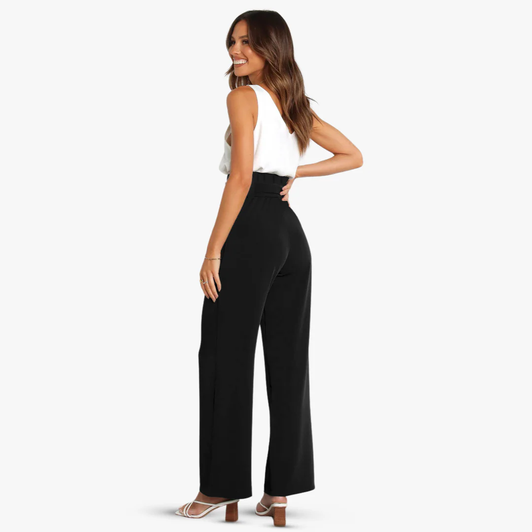 Weite Damen Stoffhose mit Bindegürtel - Image 7