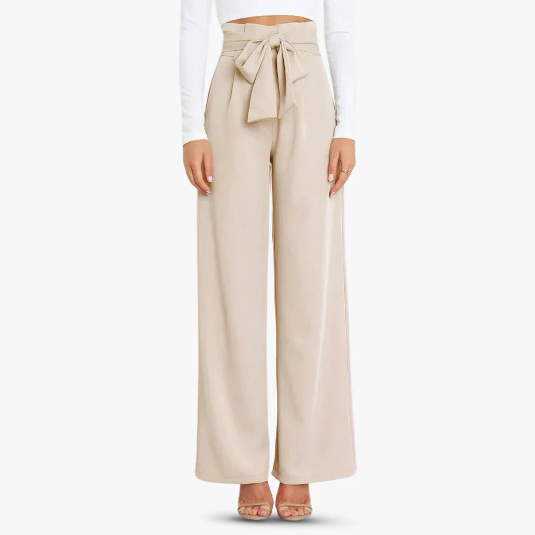 Weite Damen Stoffhose mit Bindegürtel - Image 8