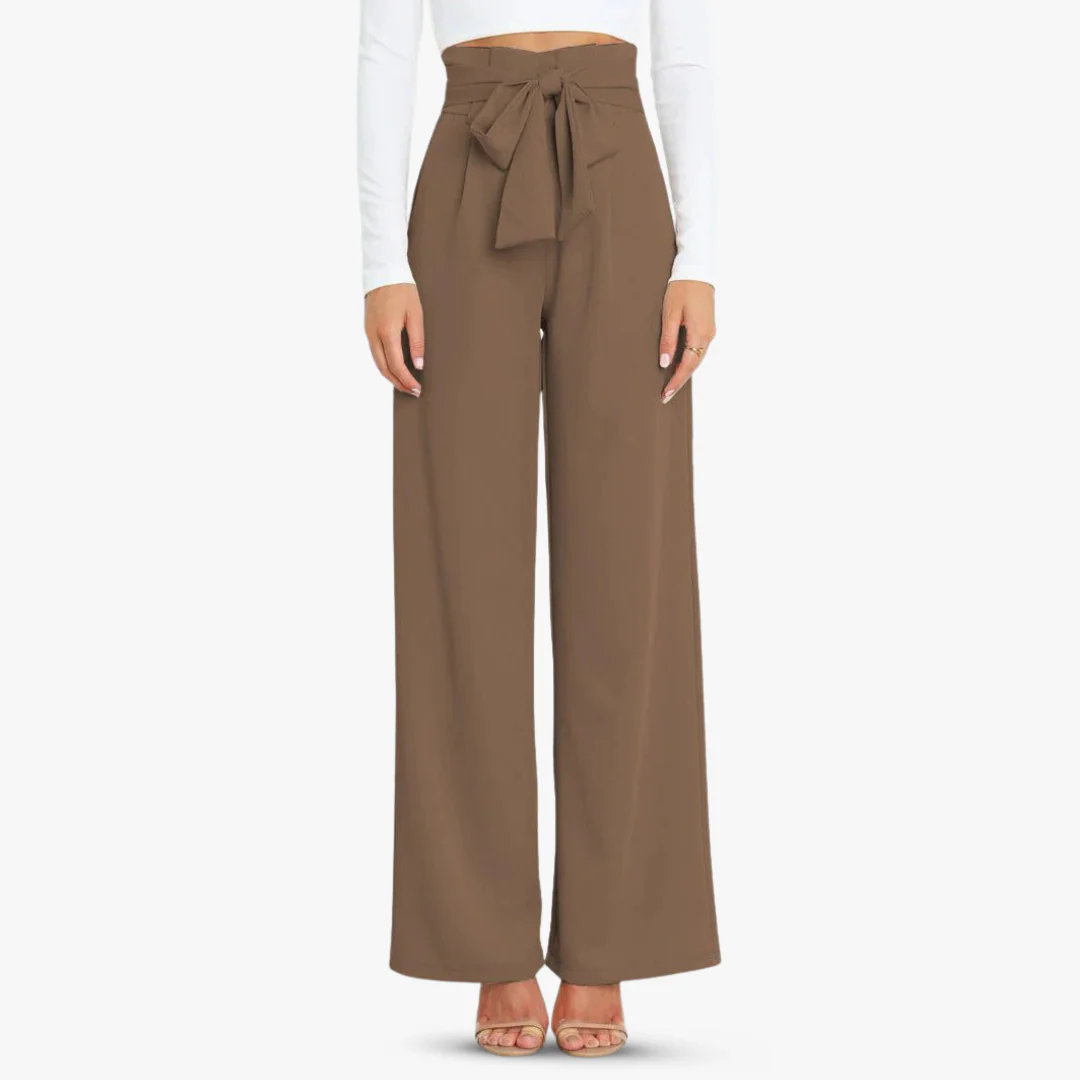 Weite Damen Stoffhose mit Bindegürtel - Image 9