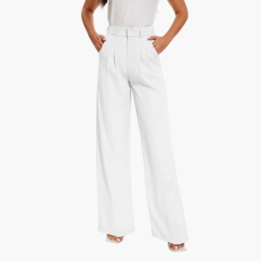 Weite Hosen mit hohem Bund für Damen - Casual Trousers - Image 4