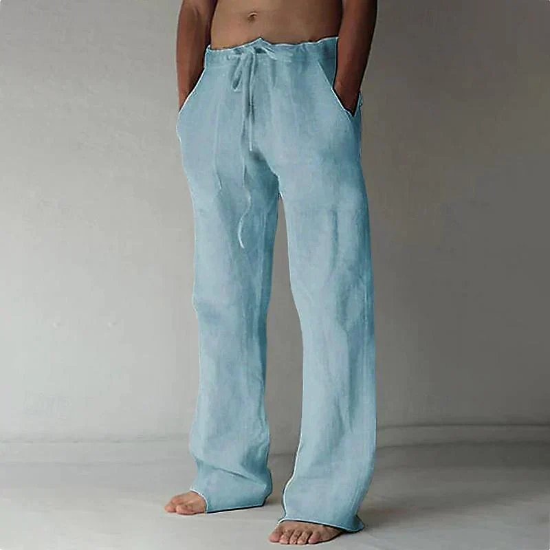 Weite Leinen Comfort-Fit Hose mit Kordelzug Herren Lang - Image 9