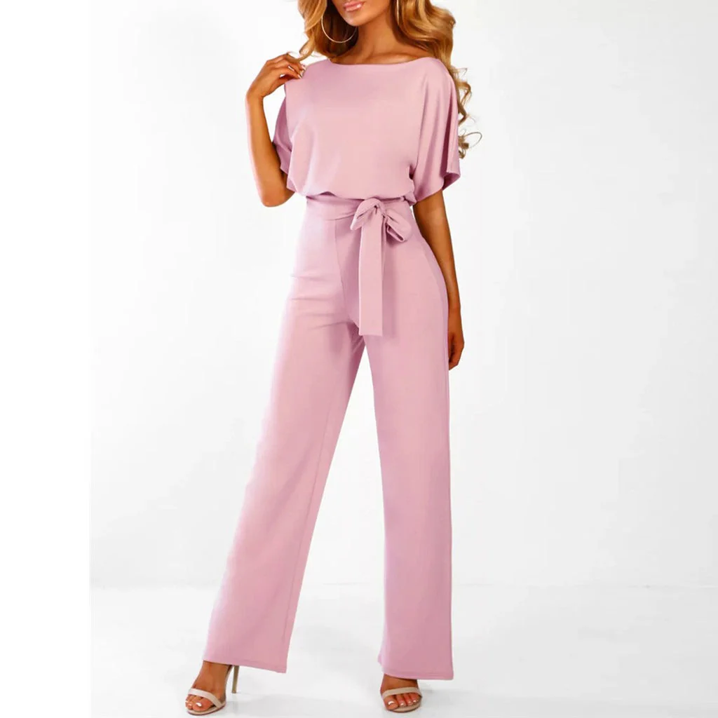 Quirina | Damen Wide Leg Jumpsuit Gürtel Kurzarm – Overall Weites Bein 2026 - Image 6