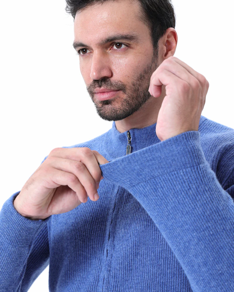 Wesley | Rippenstrick Reißverschluss Kaschmir Strickjacke für Männer - Image 4