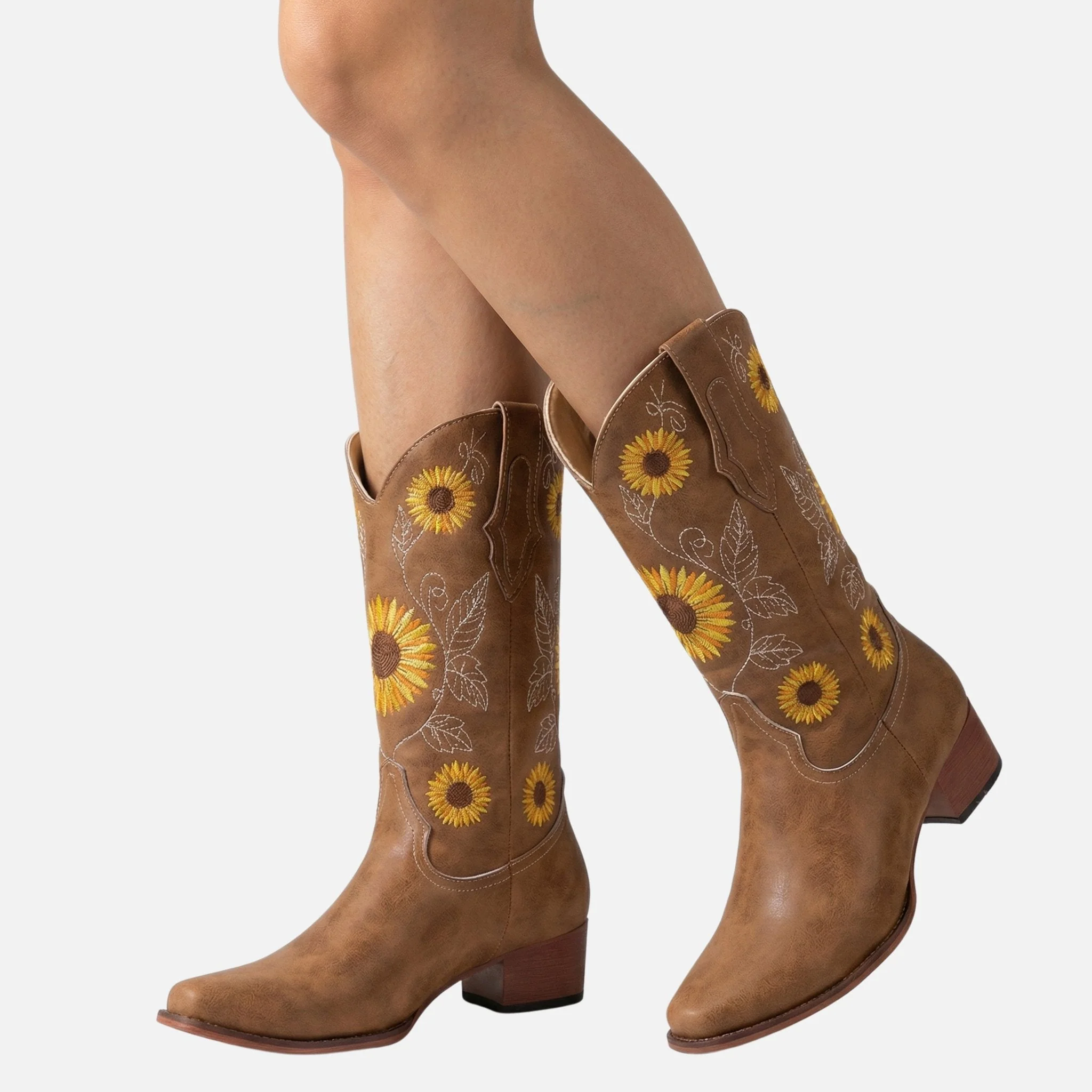Franziska | Damen Western Wildlederstiefel Blumenstickerei – Bestickte Western Stiefel - Image 2