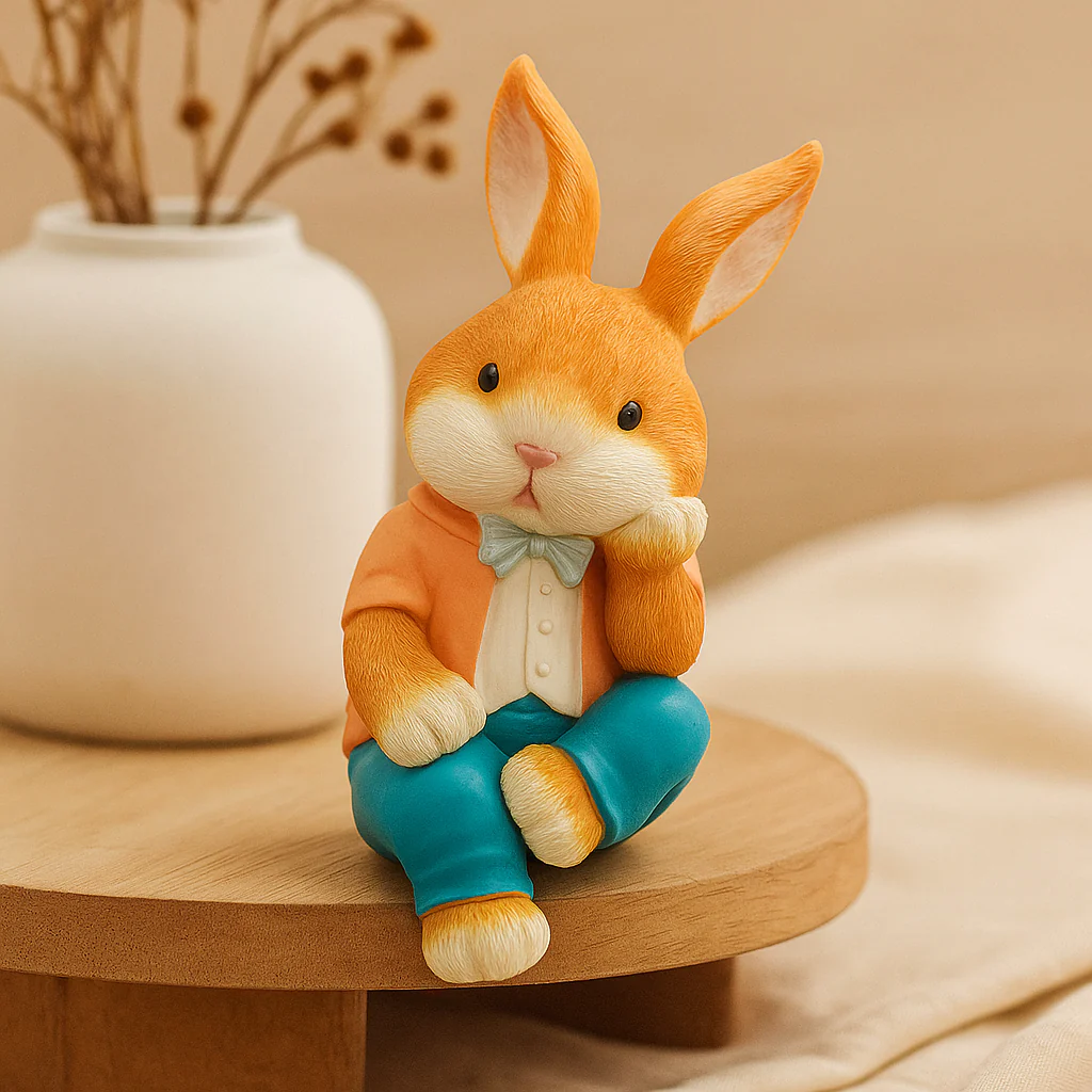 WhimsiBunny – Sitzende Kaninskulptur für spielerische und moderne Schreibtisch- oder Regaldekoration - Image 2