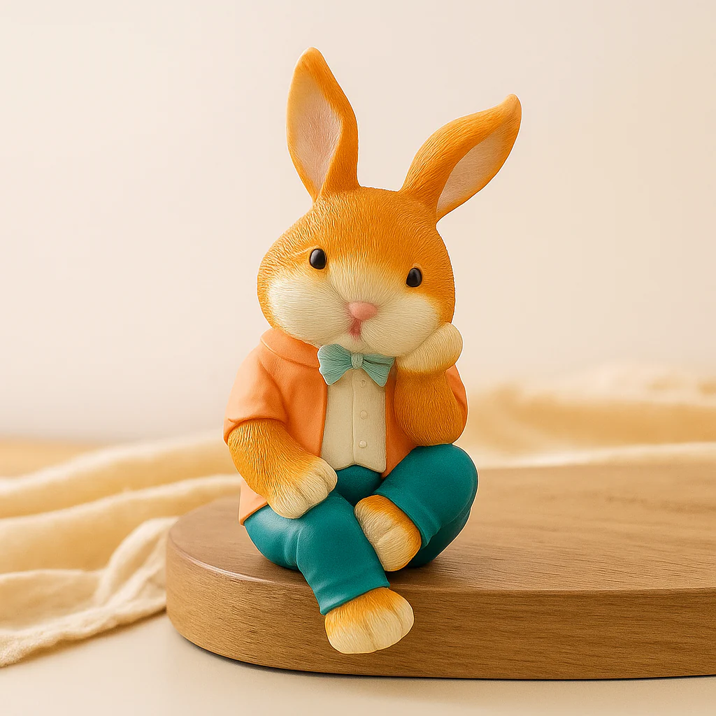 WhimsiBunny – Sitzende Kaninskulptur für spielerische und moderne Schreibtisch- oder Regaldekoration - Image 3