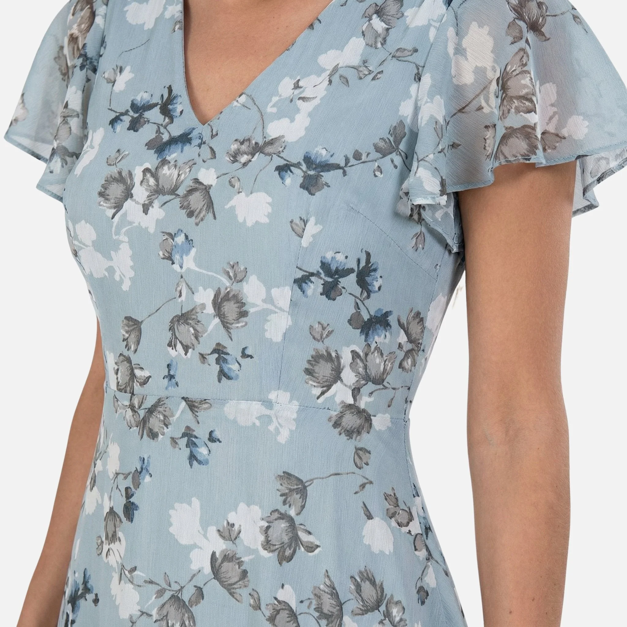 Tanja | Damen Wickel-Maxikleid Chiffon A-Linie V-Ausschnitt – Chiffon Wickel Maxi - Image 4