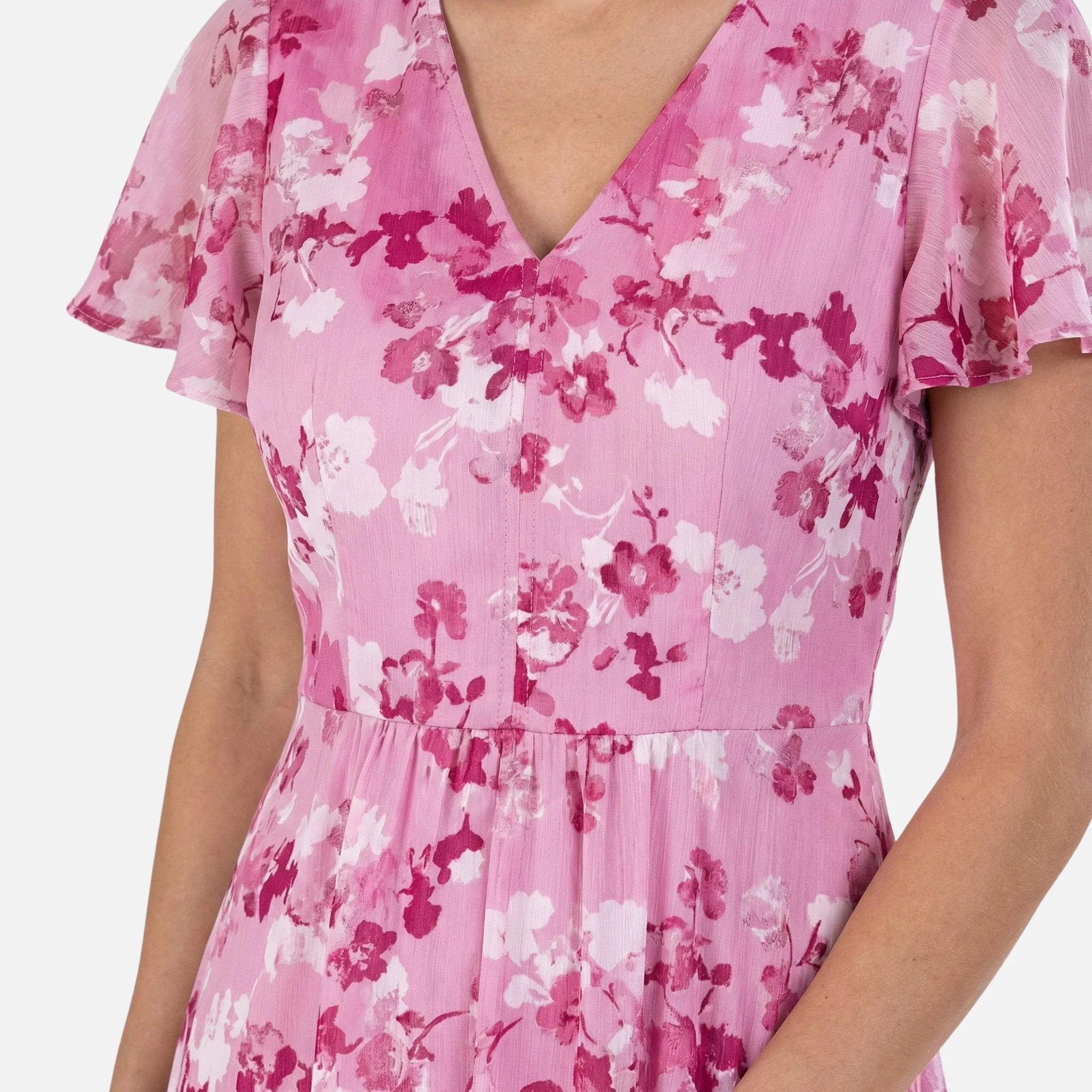 Tanja | Damen Wickel-Maxikleid Chiffon A-Linie V-Ausschnitt – Chiffon Wickel Maxi - Image 5