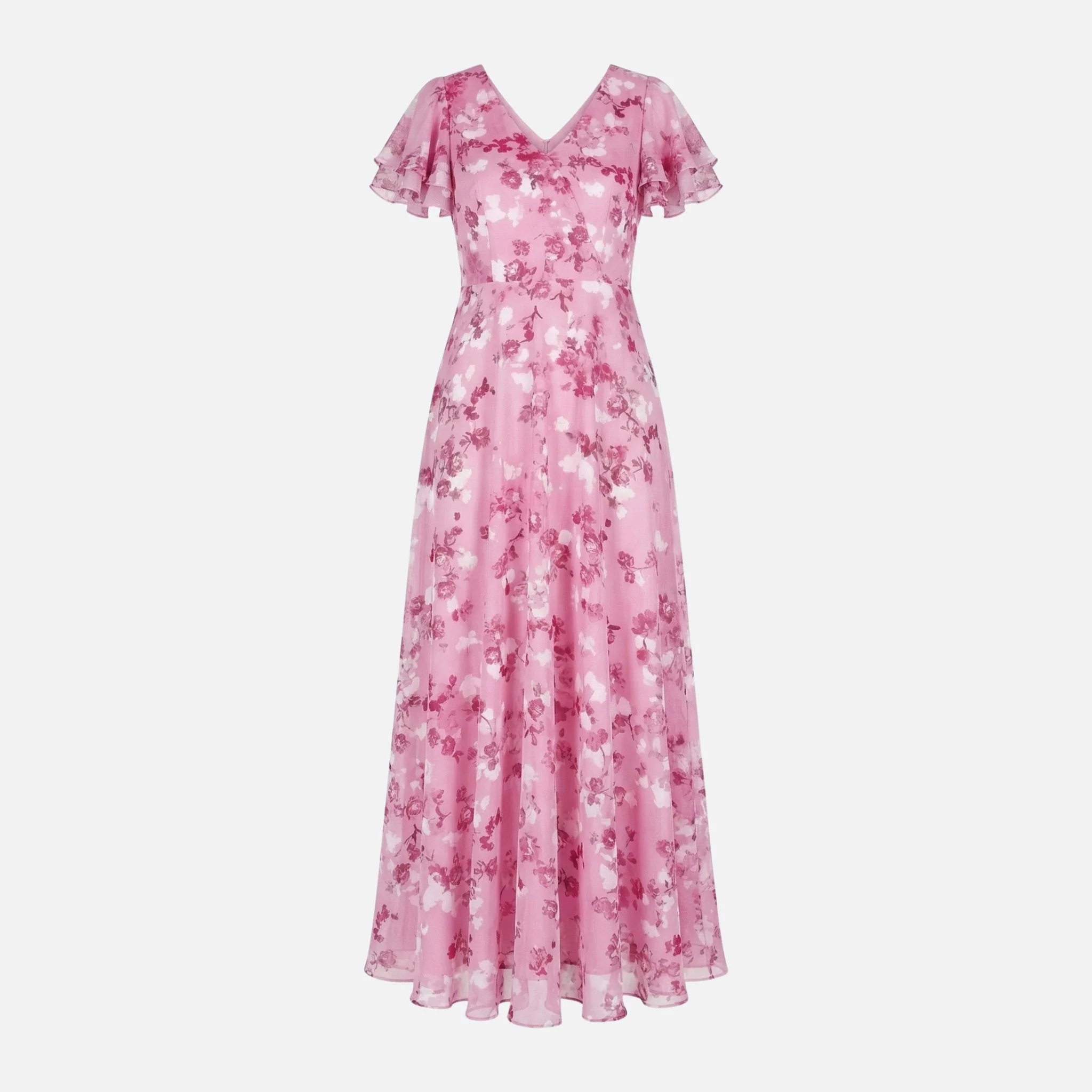 Tanja | Damen Wickel-Maxikleid Chiffon A-Linie V-Ausschnitt – Chiffon Wickel Maxi - Image 7