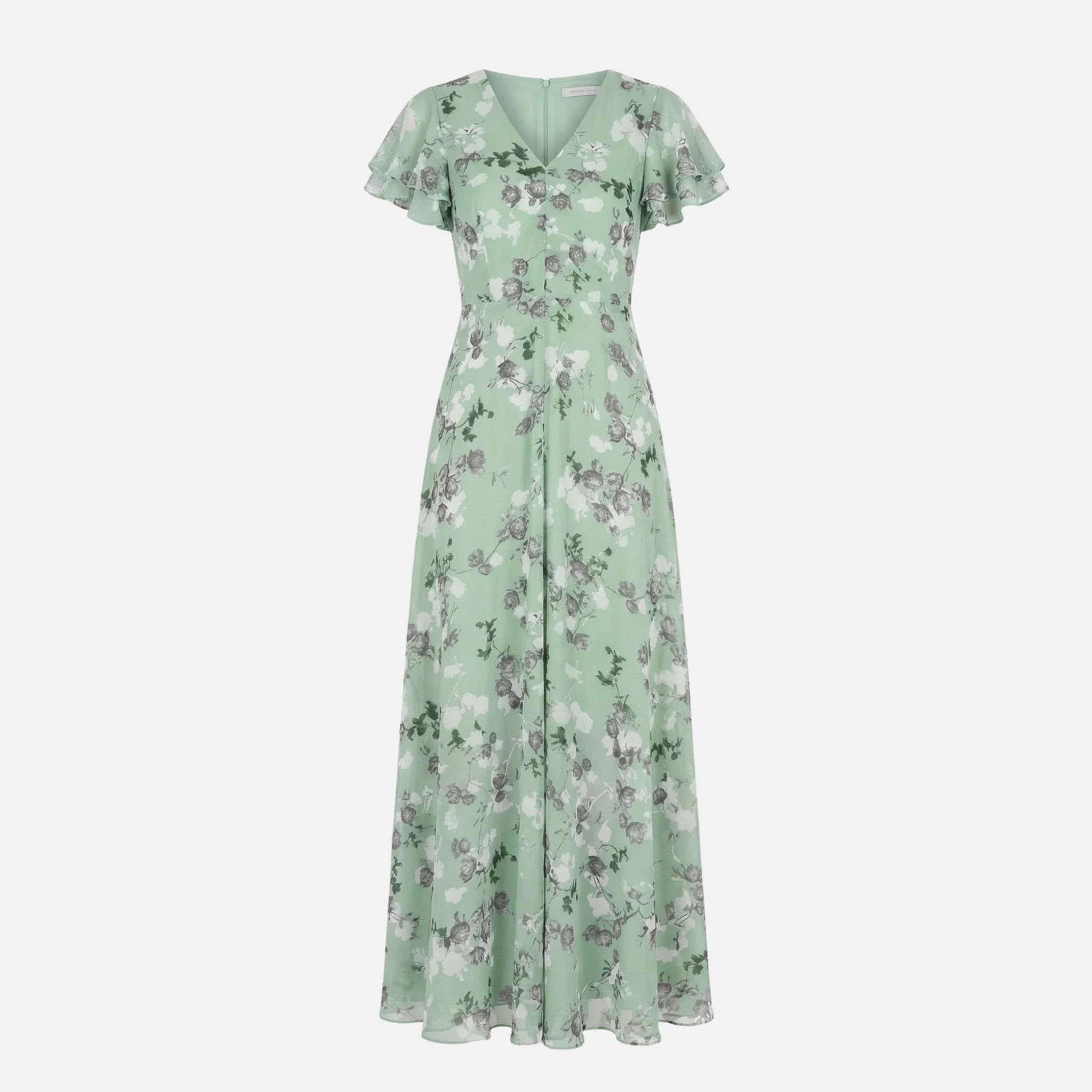 Tanja | Damen Wickel-Maxikleid Chiffon A-Linie V-Ausschnitt – Chiffon Wickel Maxi - Image 8