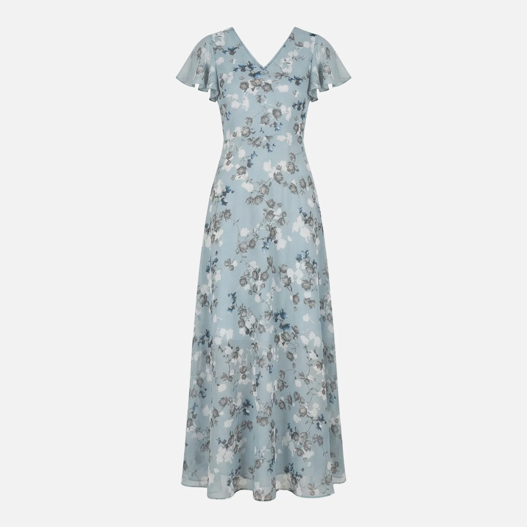 Tanja | Damen Wickel-Maxikleid Chiffon A-Linie V-Ausschnitt – Chiffon Wickel Maxi - Image 9