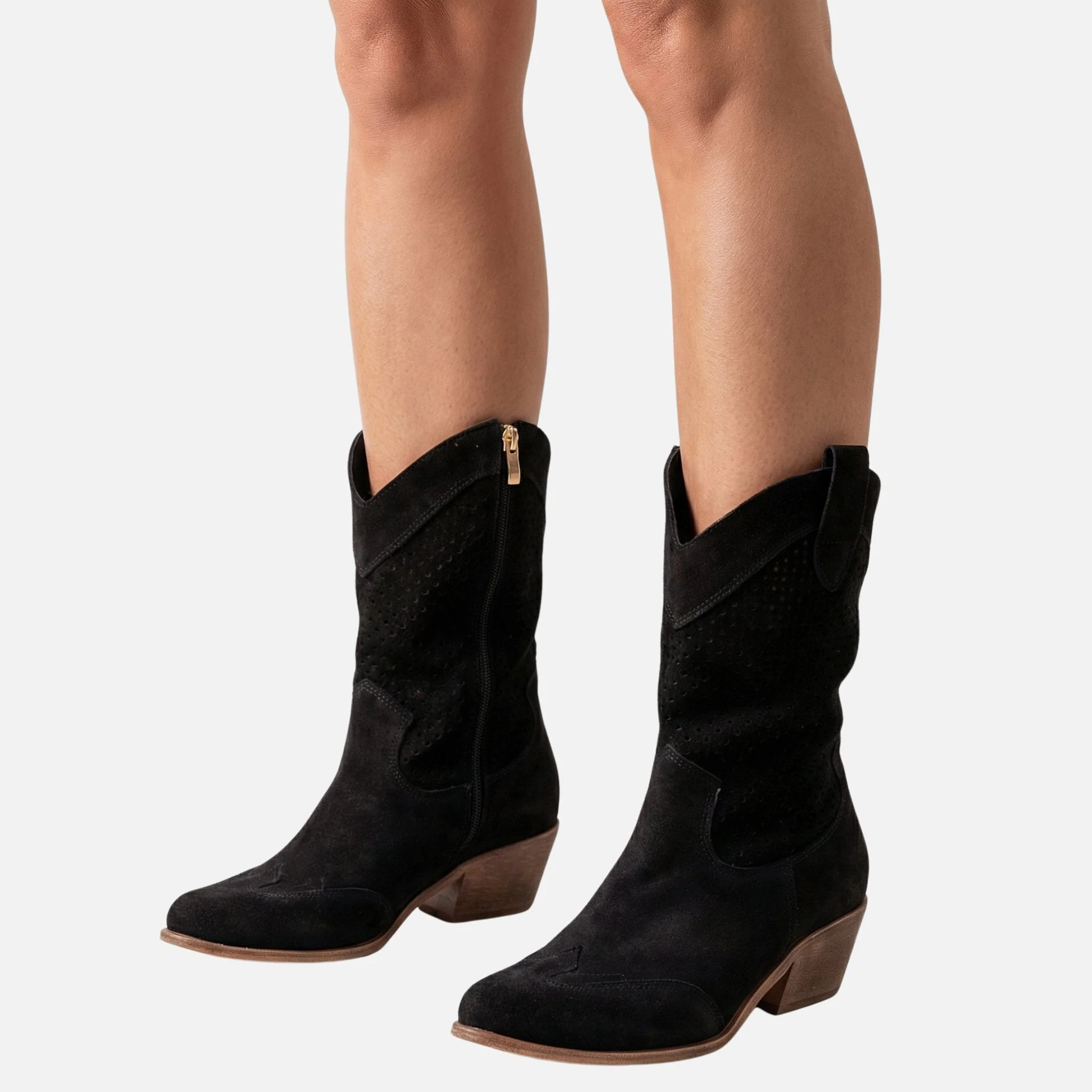 Anna | Damen Wildleder Cowboystiefel Perforierter Schaft – Western Stiefel Damen - Image 2