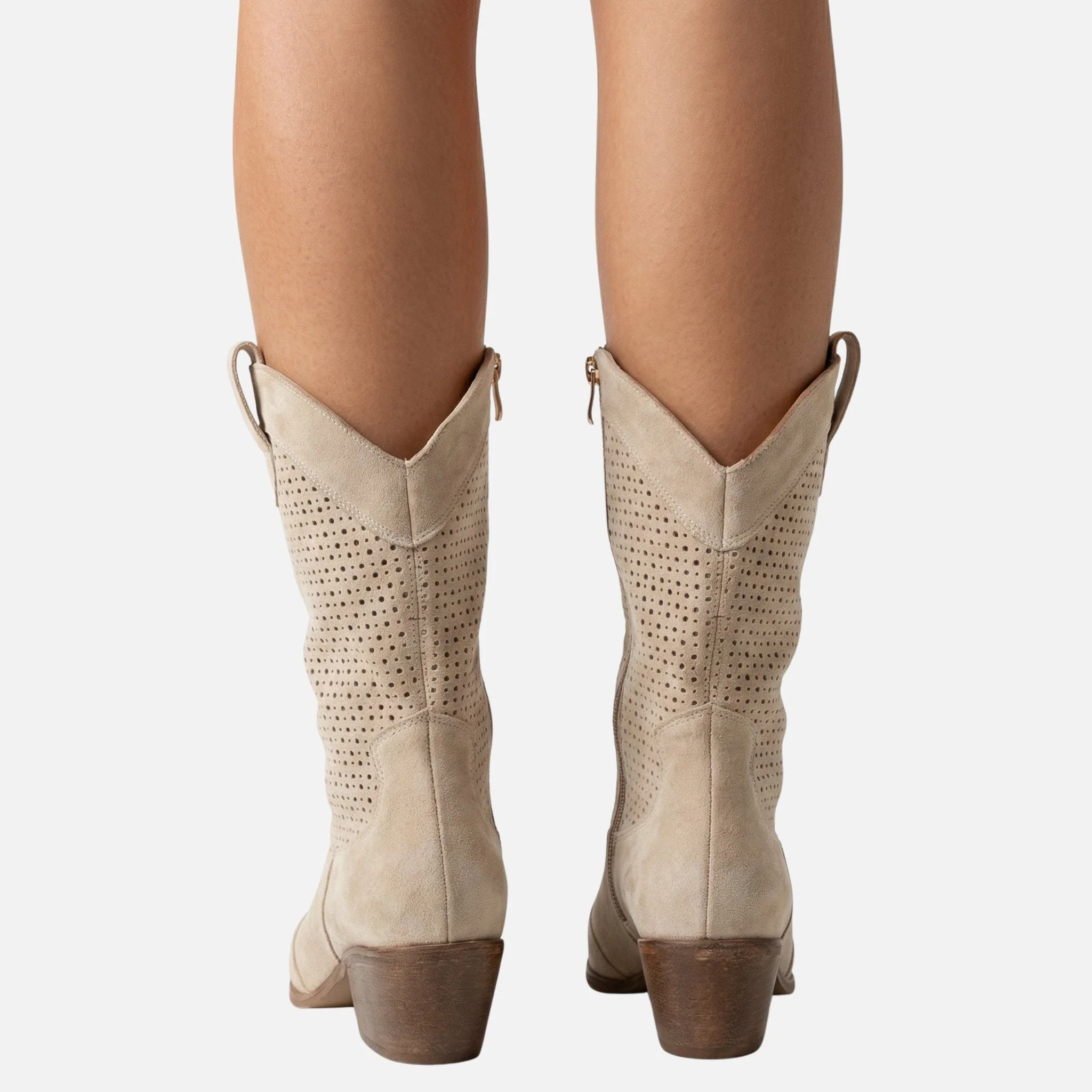 Anna | Damen Wildleder Cowboystiefel Perforierter Schaft – Western Stiefel Damen - Image 3