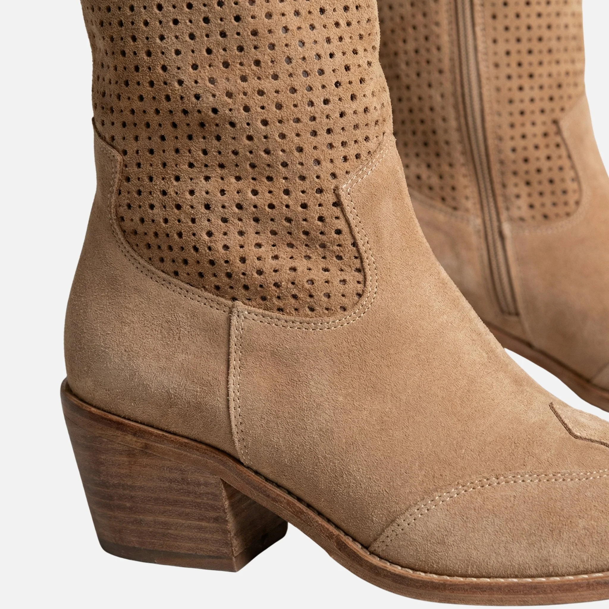 Anna | Damen Wildleder Cowboystiefel Perforierter Schaft – Western Stiefel Damen - Image 5