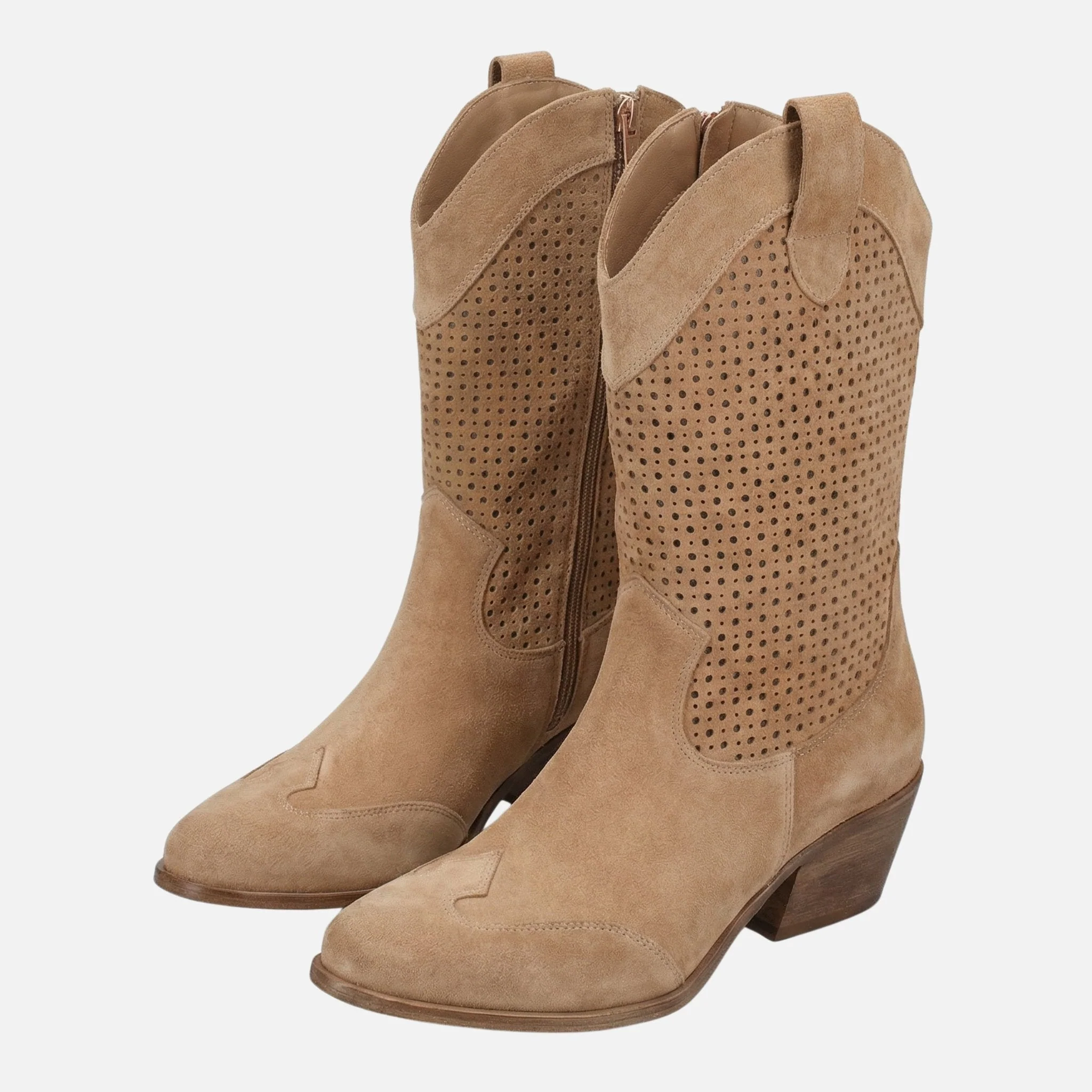 Anna | Damen Wildleder Cowboystiefel Perforierter Schaft – Western Stiefel Damen - Image 9