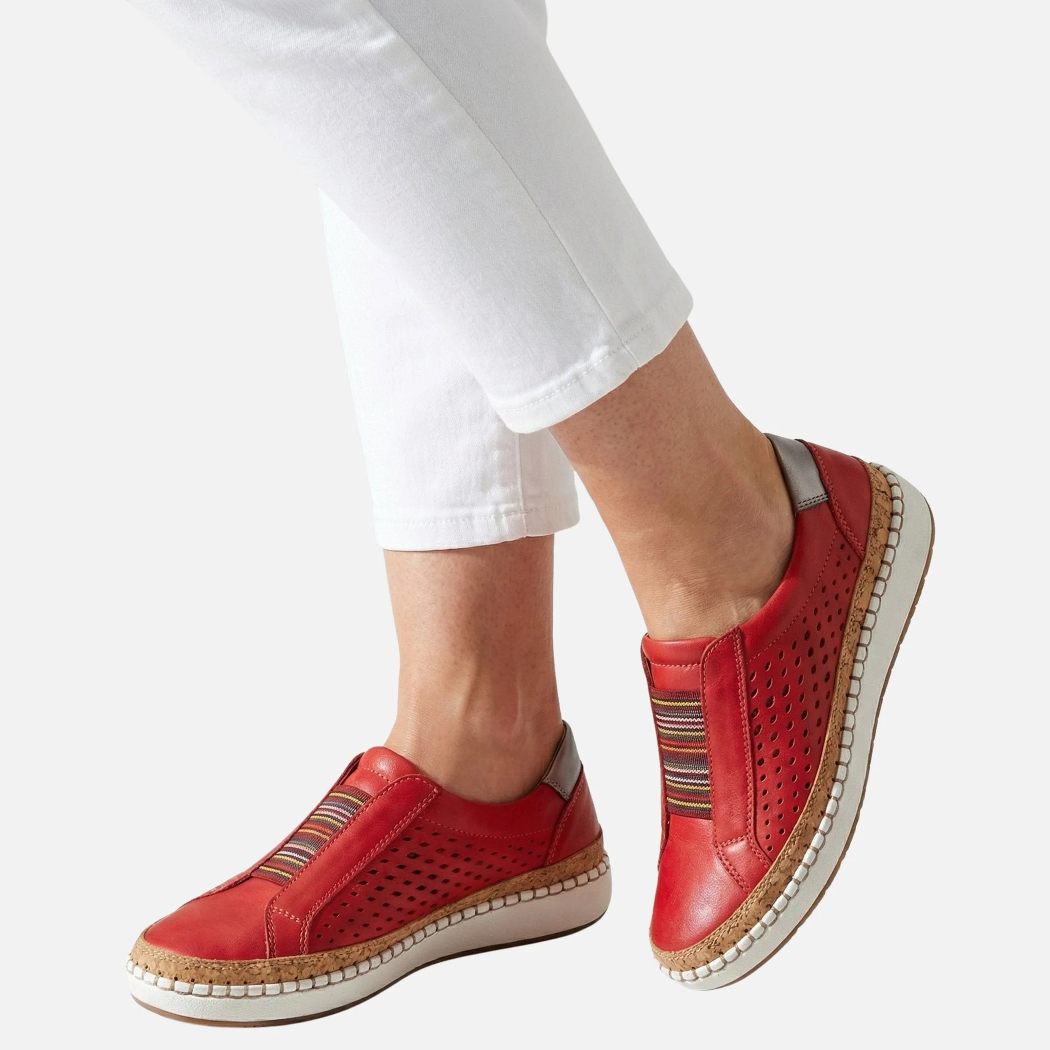 Hanna | Damen Wildleder Slip-On Plateau Sneaker Perforation – Plateau Slip-On - Image 3