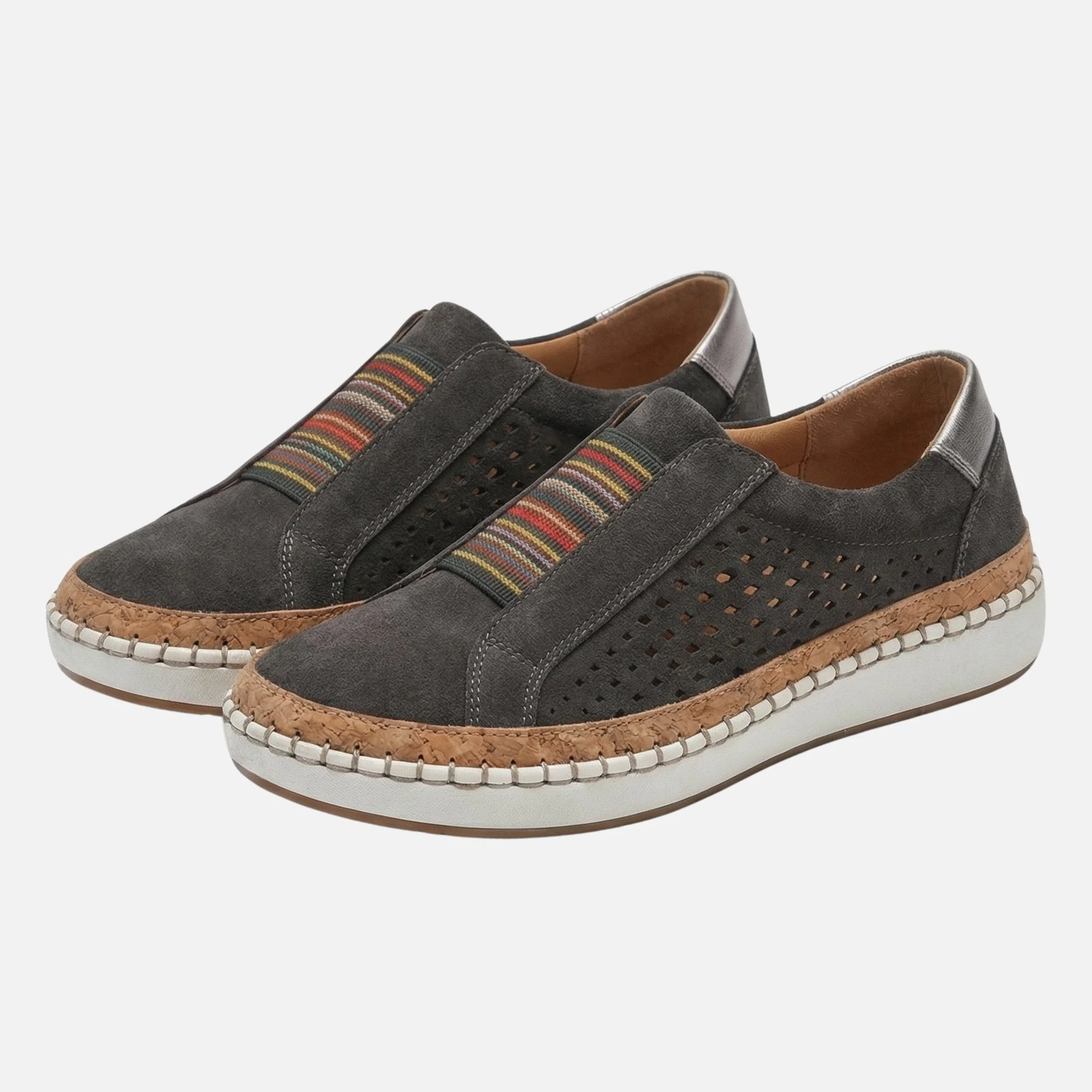 Hanna | Damen Wildleder Slip-On Plateau Sneaker Perforation – Plateau Slip-On - Image 8