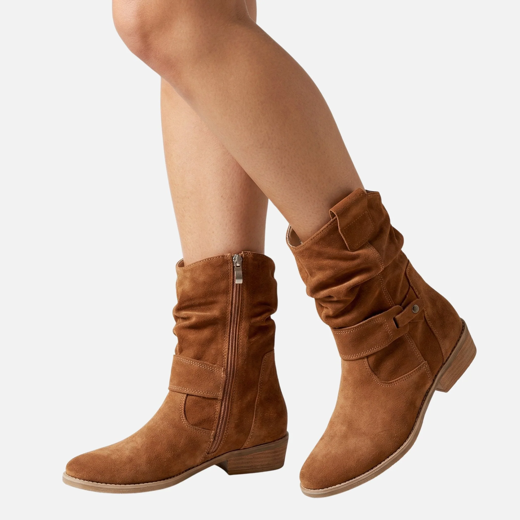 Britta | Damen Wildleder Stiefeletten Lockerer Schaft Riemen – Stiefeletten Wildleder - Image 3