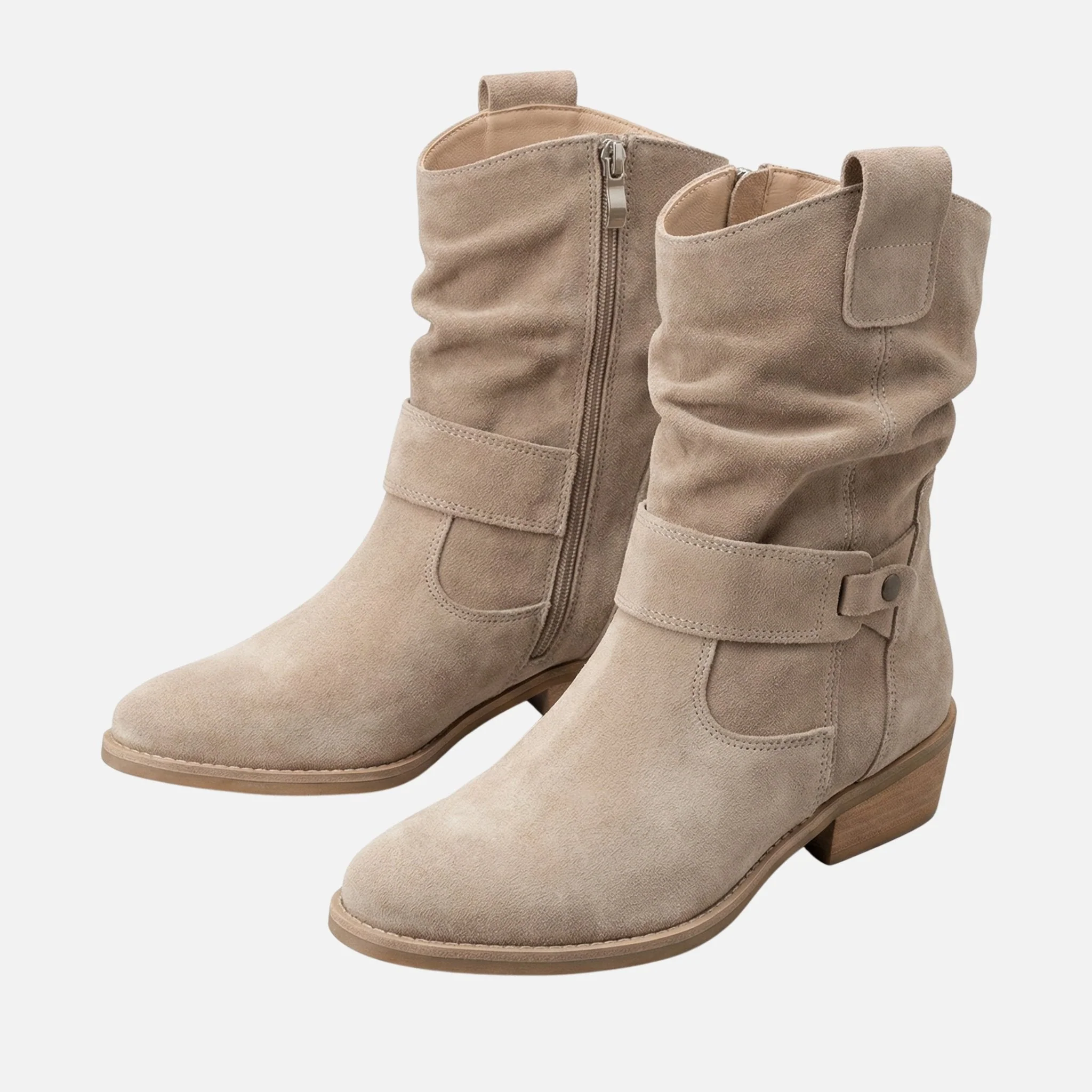 Britta | Damen Wildleder Stiefeletten Lockerer Schaft Riemen – Stiefeletten Wildleder - Image 7