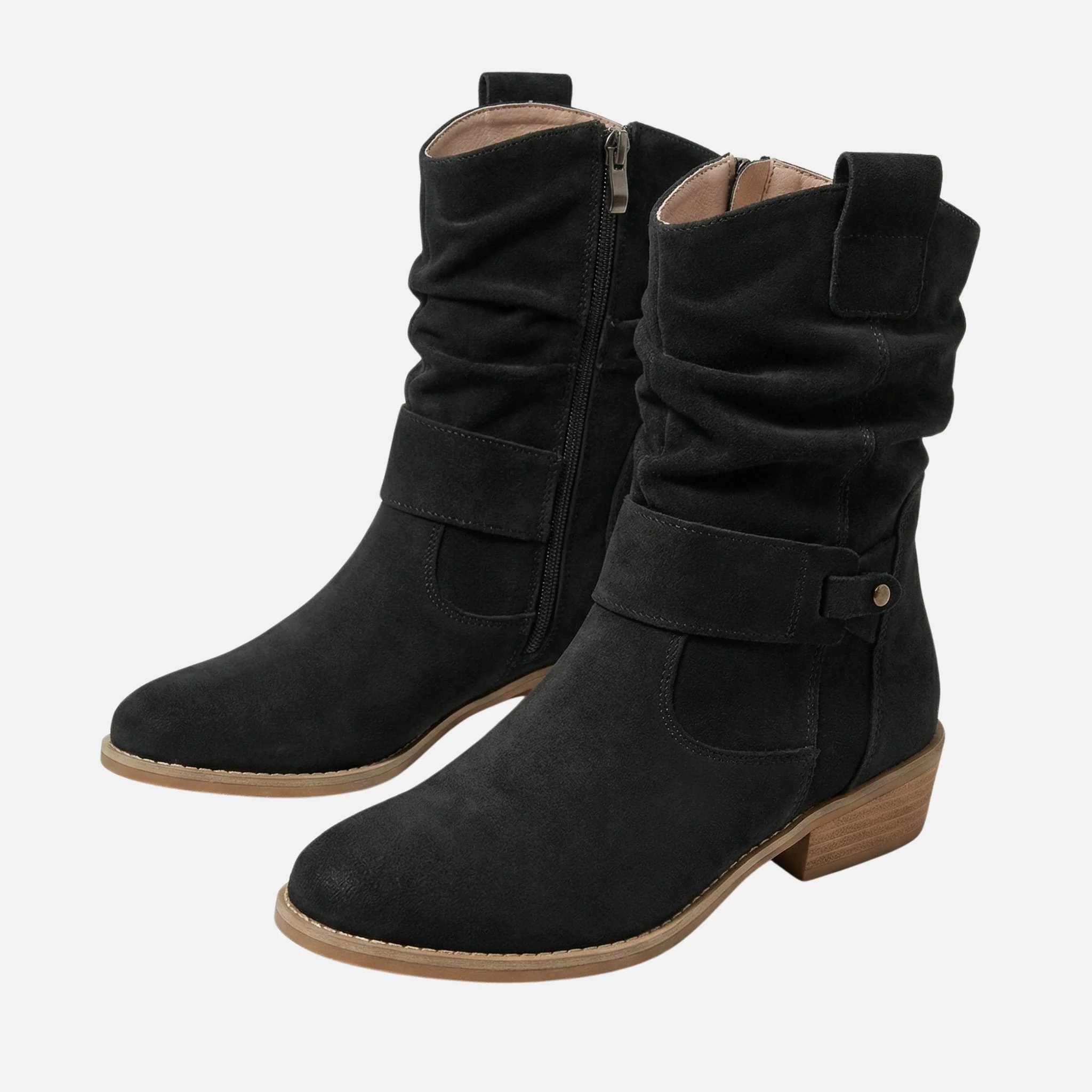 Britta | Damen Wildleder Stiefeletten Lockerer Schaft Riemen – Stiefeletten Wildleder - Image 8