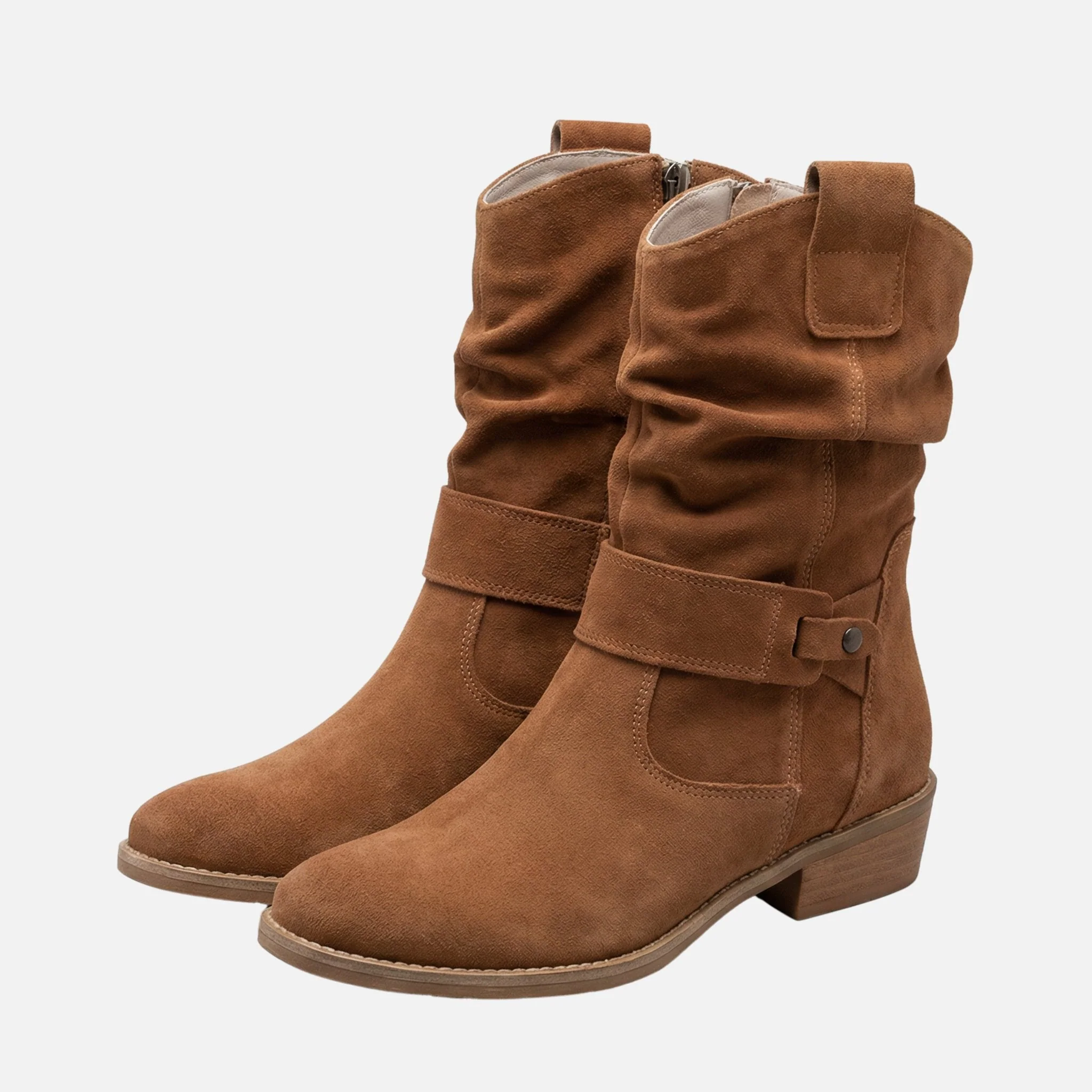 Britta | Damen Wildleder Stiefeletten Lockerer Schaft Riemen – Stiefeletten Wildleder - Image 9
