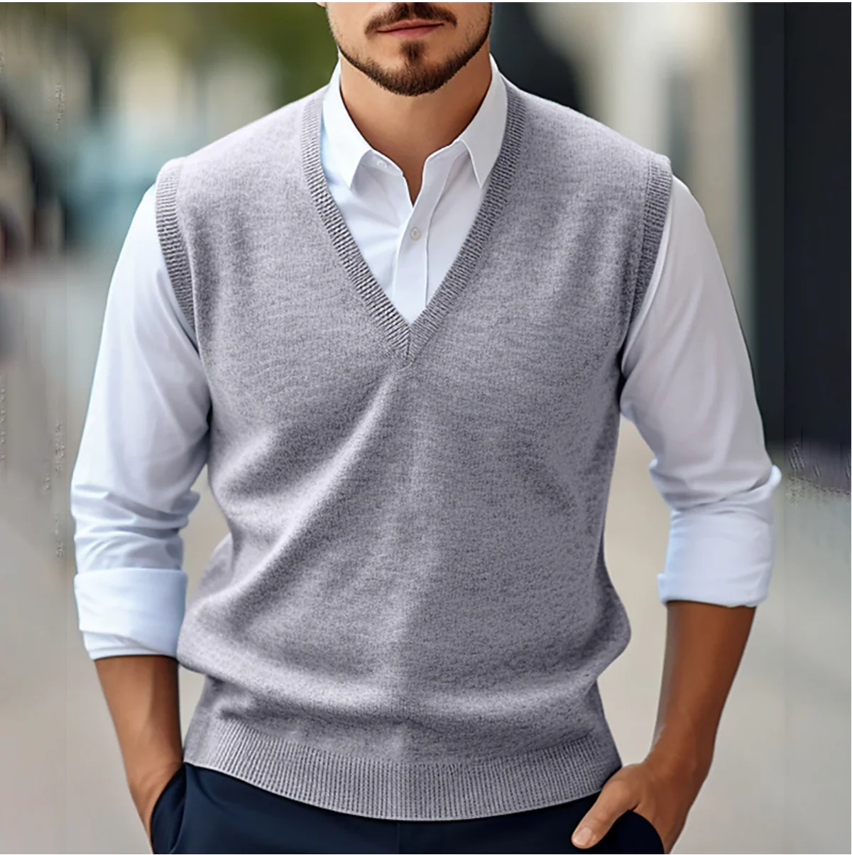 William – Klassische Strickweste mit V-Ausschnitt für Herren - Image 2