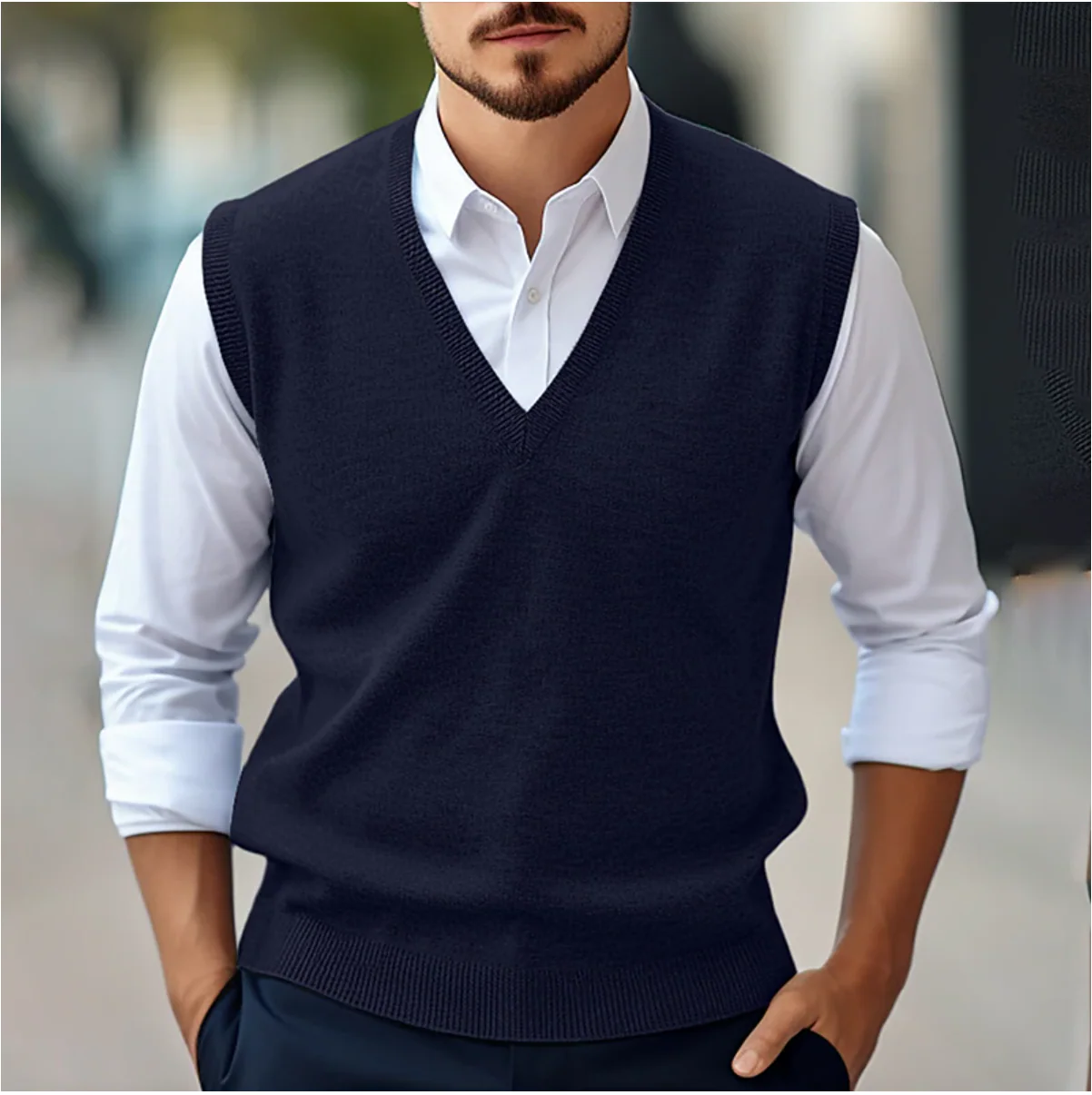 William – Klassische Strickweste mit V-Ausschnitt für Herren - Image 3