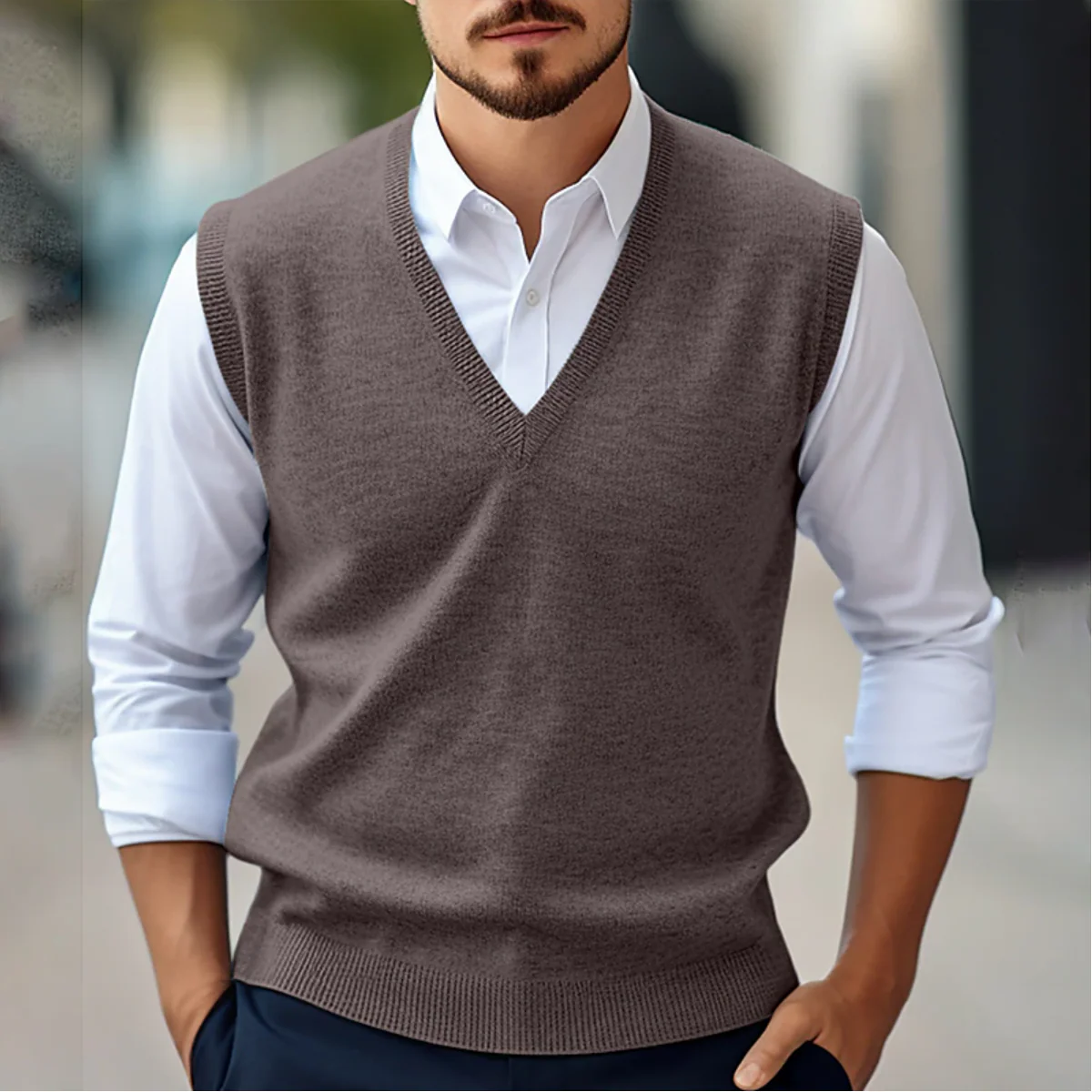 William – Klassische Strickweste mit V-Ausschnitt für Herren - Image 4