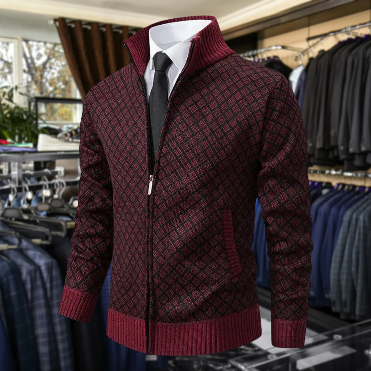 William – Strukturierte Herren Strickjacke mit Reißverschluss - Image 10
