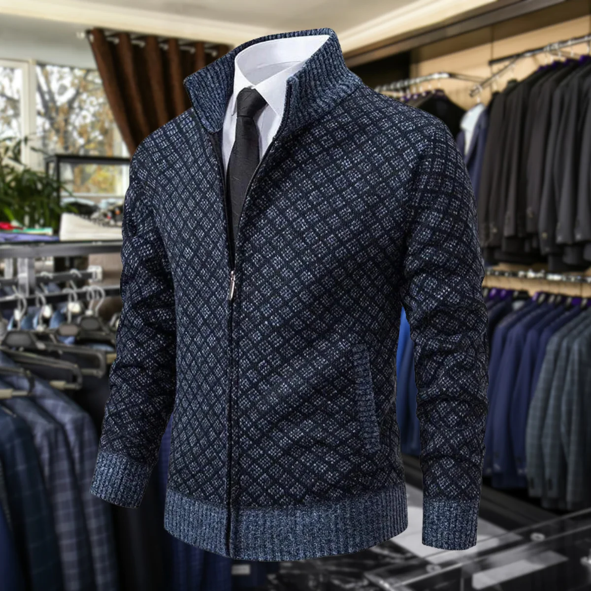 William – Strukturierte Herren Strickjacke mit Reißverschluss - Image 8