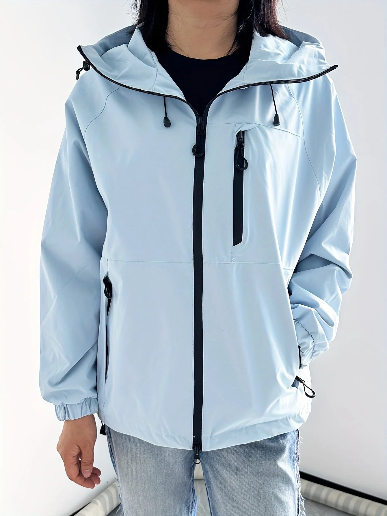 Winddichte Regenjacke mit Kapuze für Damen | Langarm - Image 3