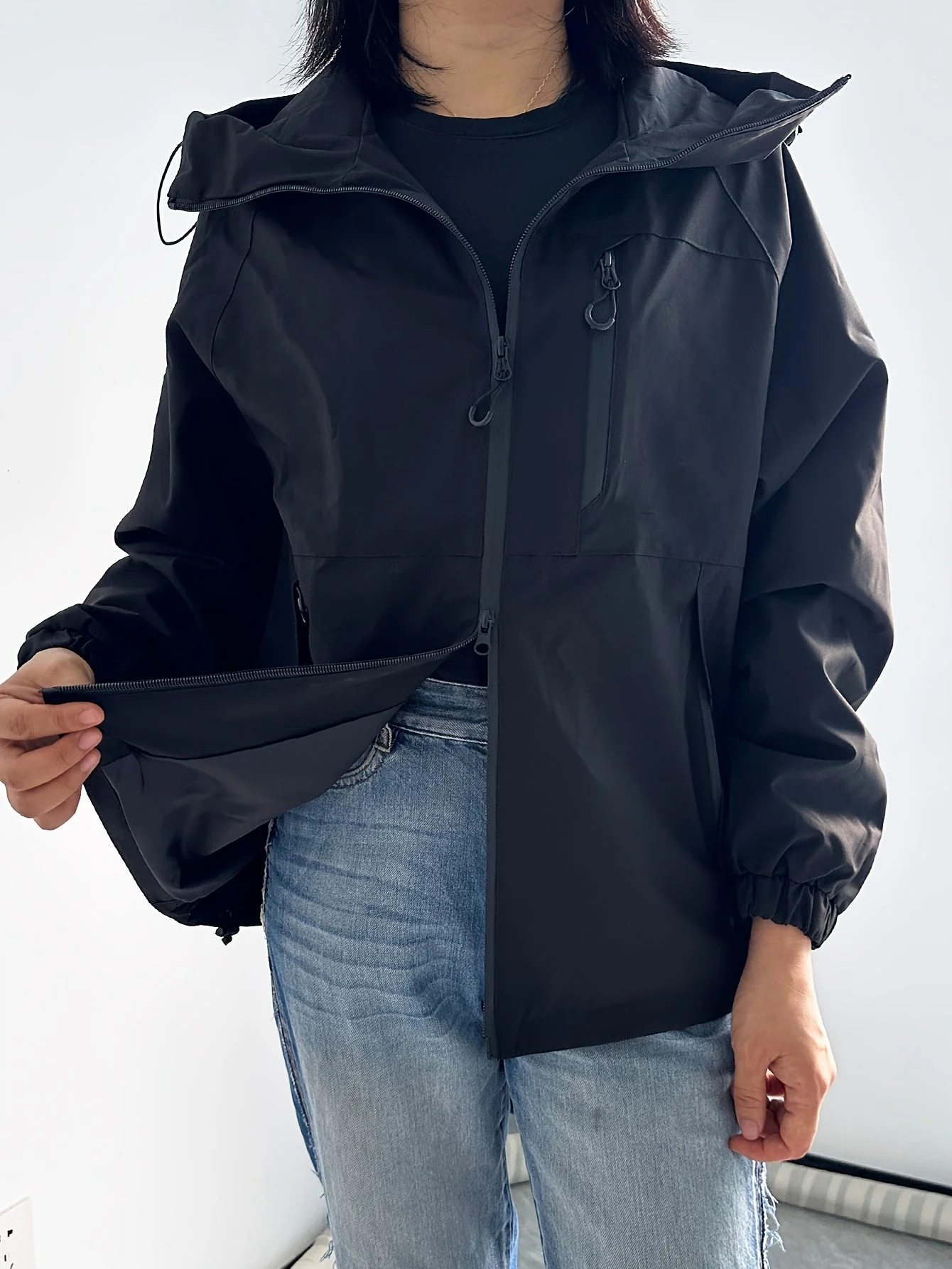 Winddichte Regenjacke mit Kapuze für Damen | Langarm - Image 9