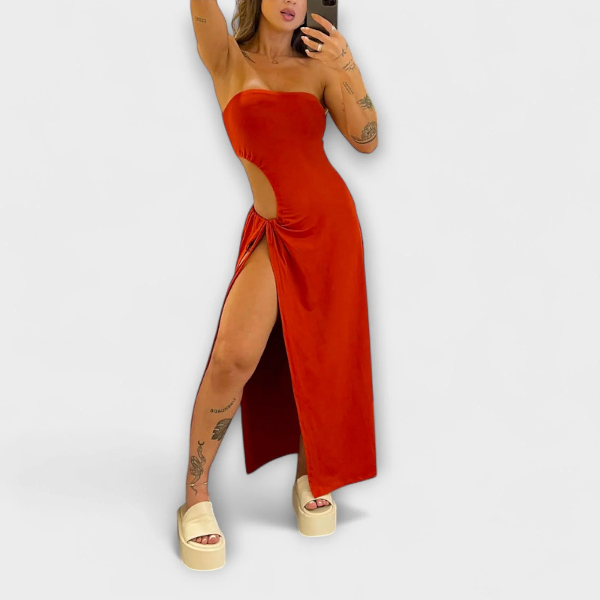 Winona - Bandeau-Tie Bodysuit-Kleid mit Seitenschlitzen - Image 2