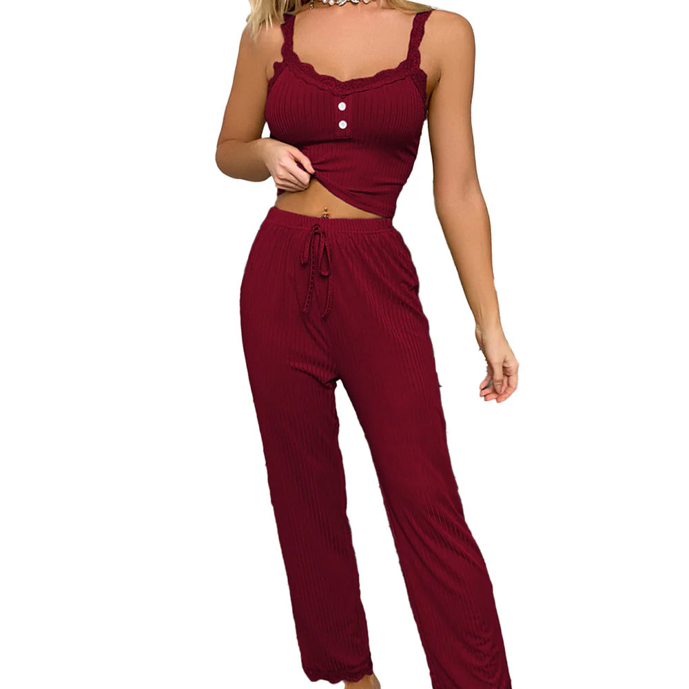 Yelena- Damen Jersey Schlafanzug mit verführerischen Spitzenakzenten - Image 3