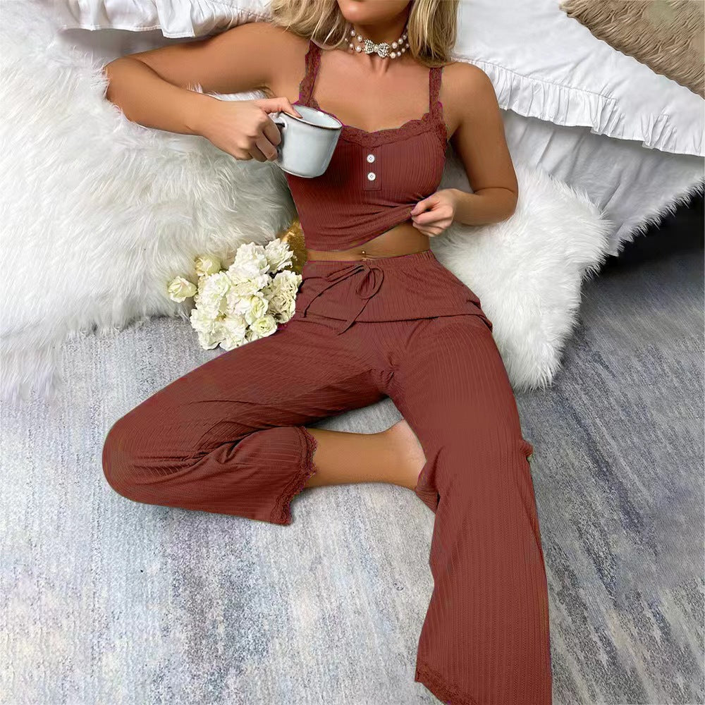 Yelena- Damen Jersey Schlafanzug mit verführerischen Spitzenakzenten - Image 7